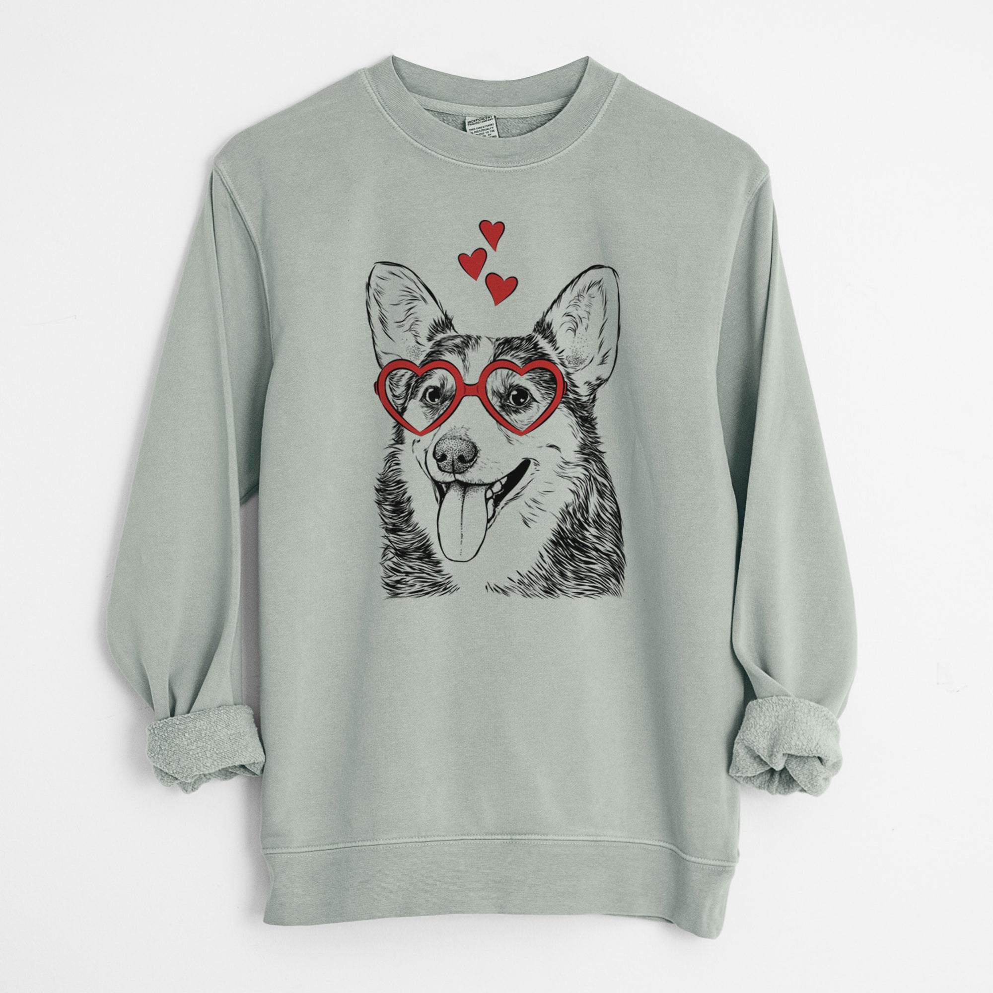 Valentine Darma the Corgi - Unisex Pigment Dyed Crew Sweatshirt