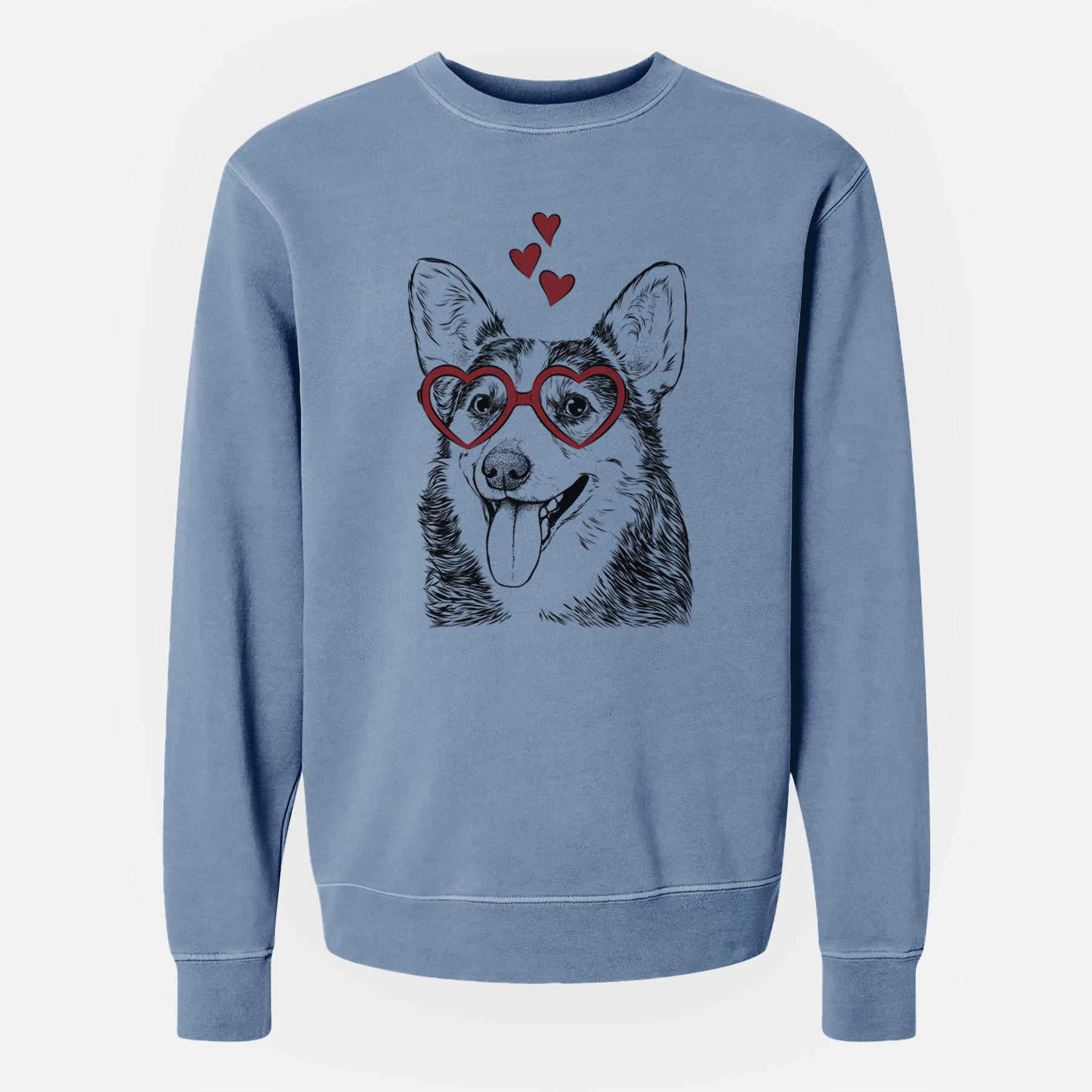 Valentine Darma the Corgi - Unisex Pigment Dyed Crew Sweatshirt