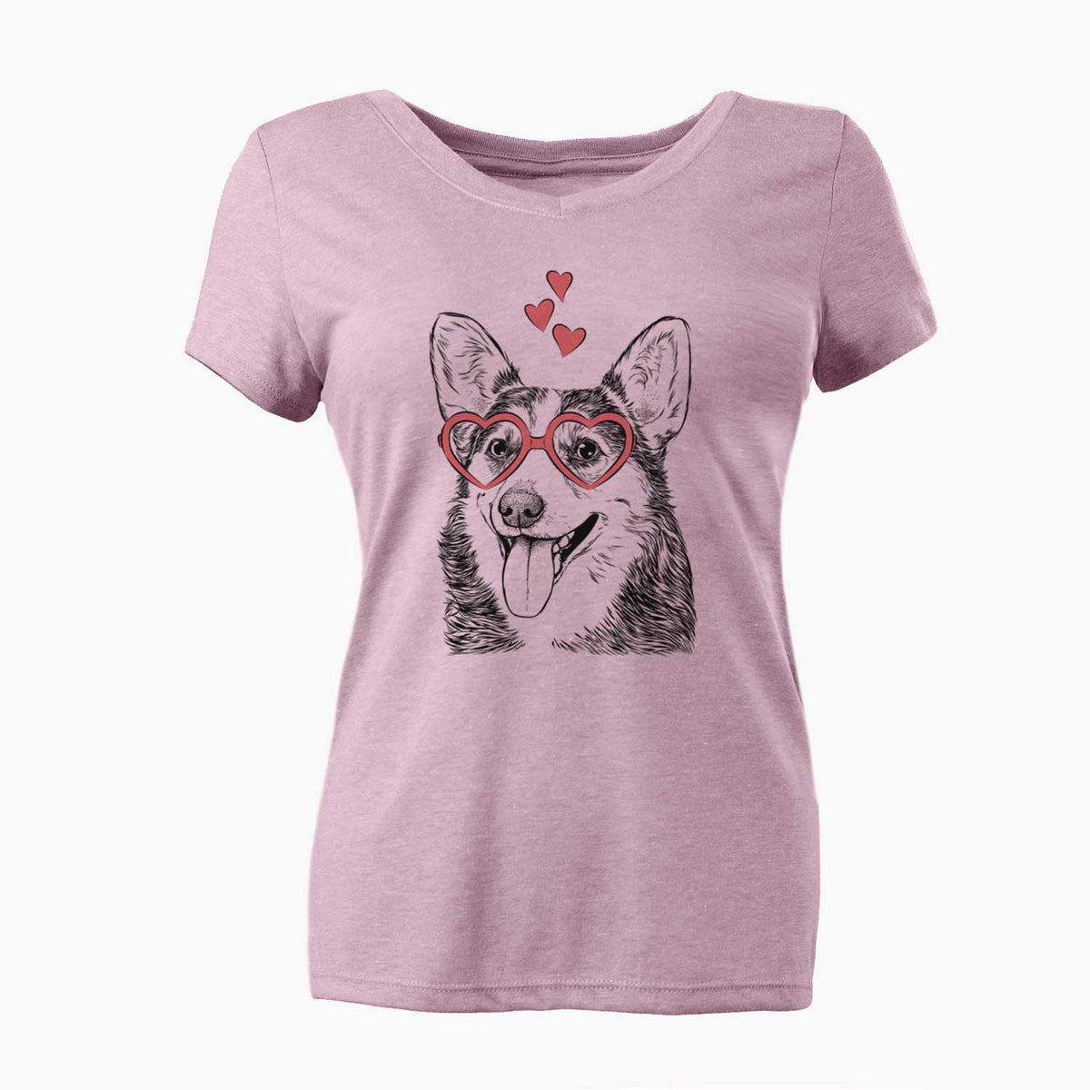 Valentine Darma the Corgi - Women's V-neck Shirt
