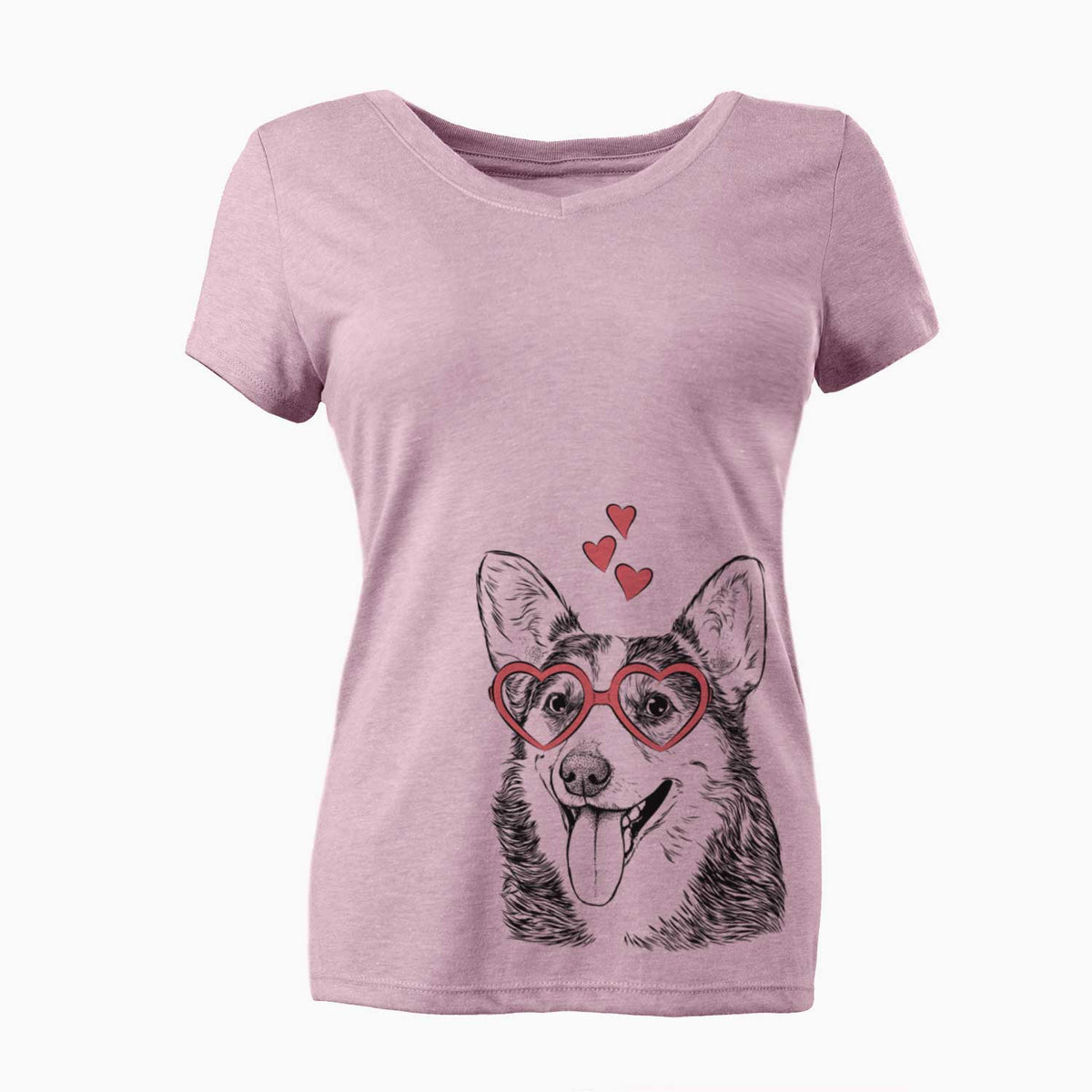 Valentine Darma the Corgi - Women's V-neck Shirt