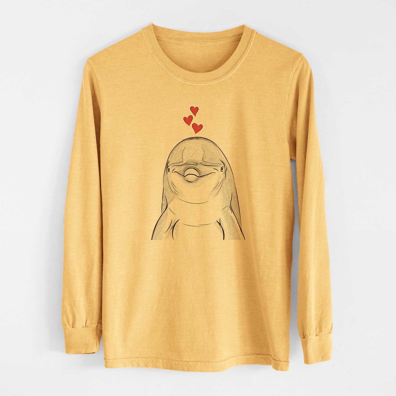 Valentine Dave the Dolphin - Heavyweight 100% Cotton Long Sleeve