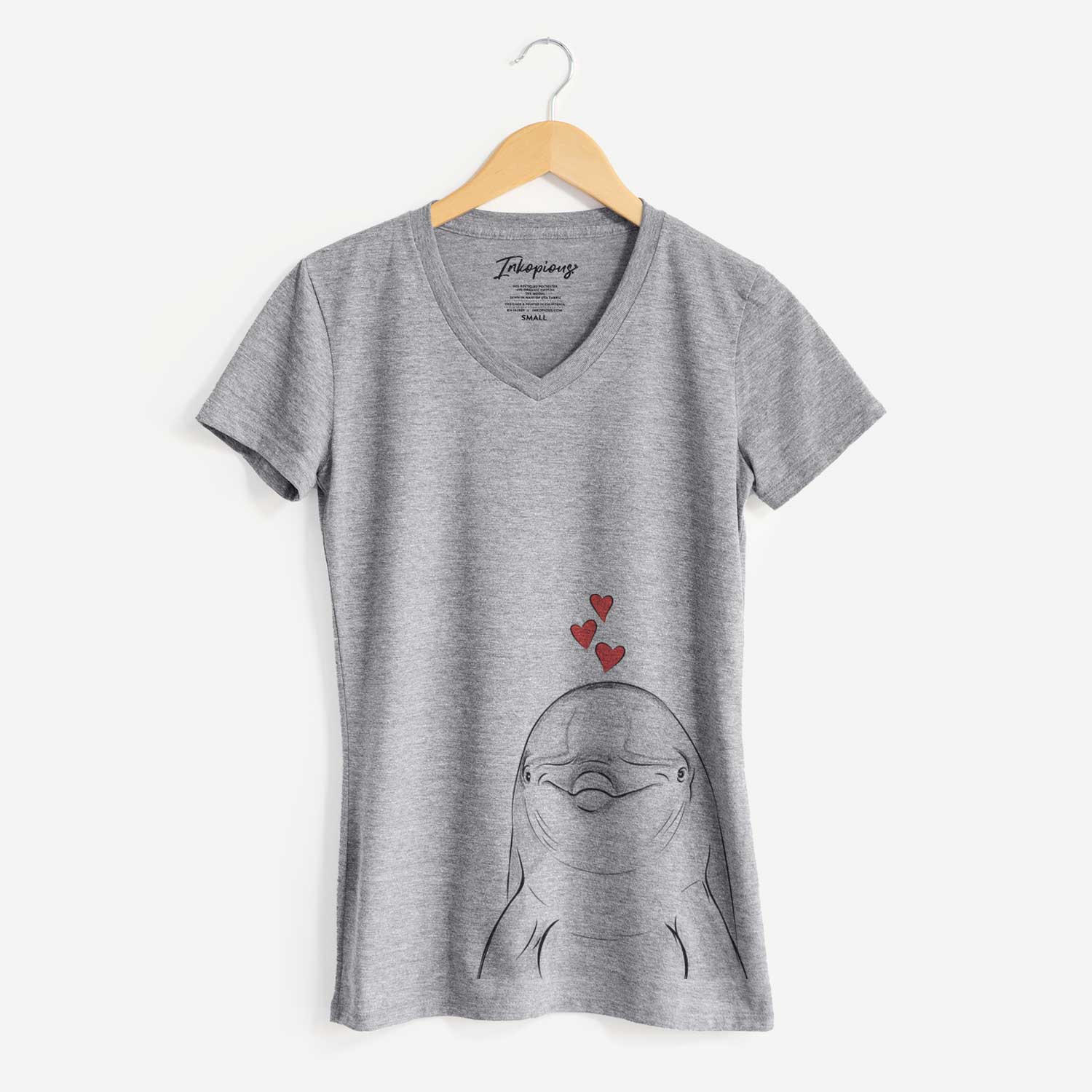 Valentine Dave the Dolphin - Women's V-neck Shirt