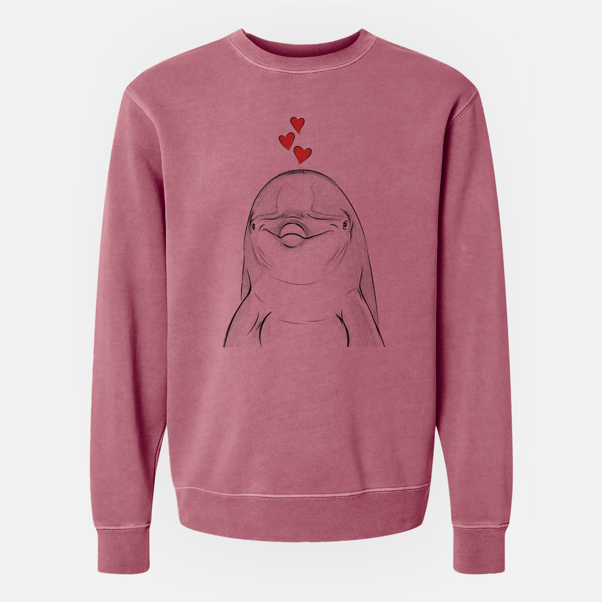 Valentine Dave the Dolphin - Unisex Pigment Dyed Crew Sweatshirt