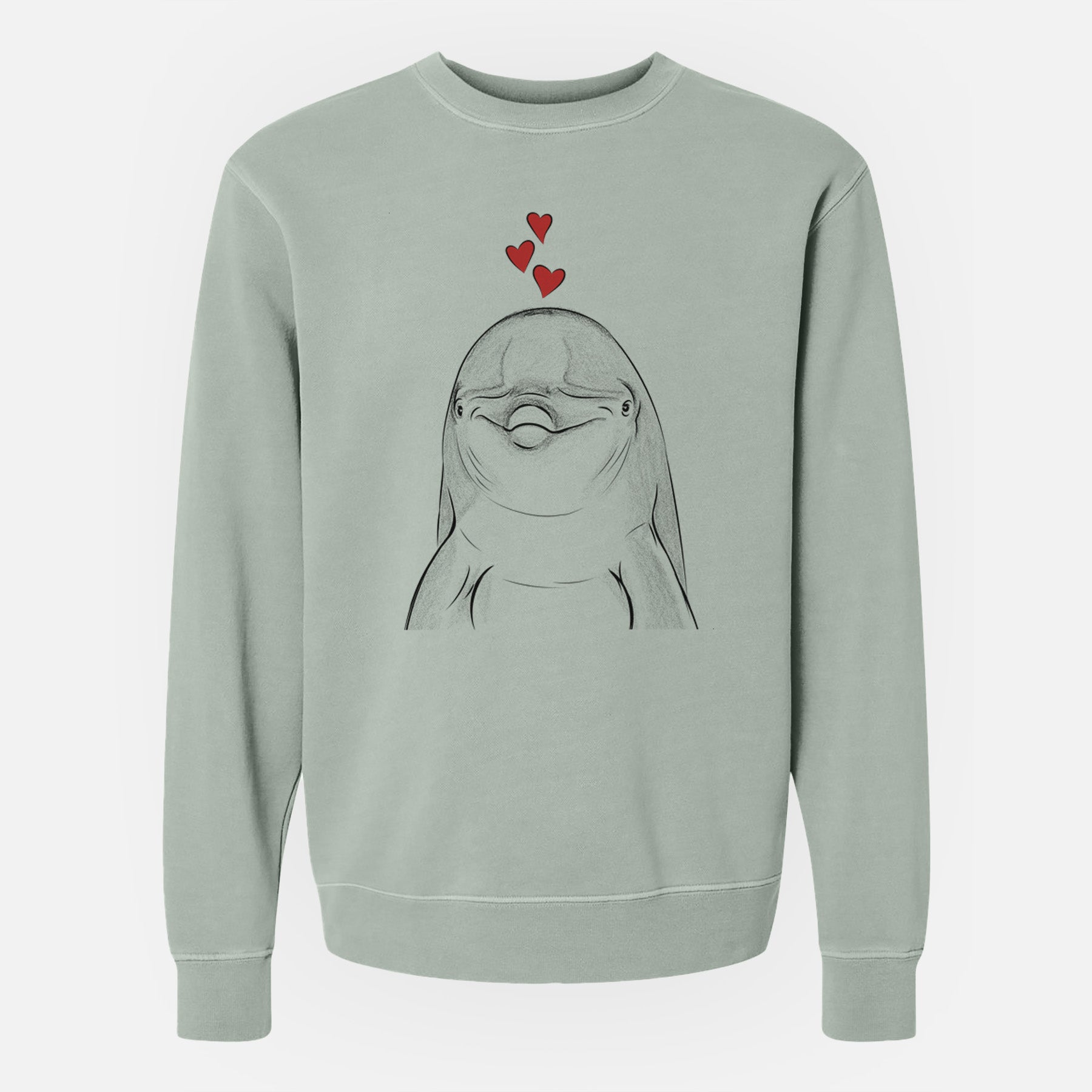 Valentine Dave the Dolphin - Unisex Pigment Dyed Crew Sweatshirt