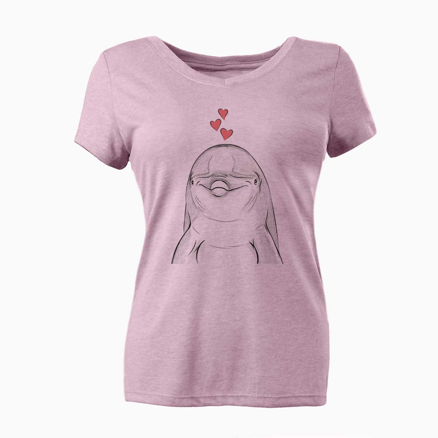 Valentine Dave the Dolphin - Women's V-neck Shirt