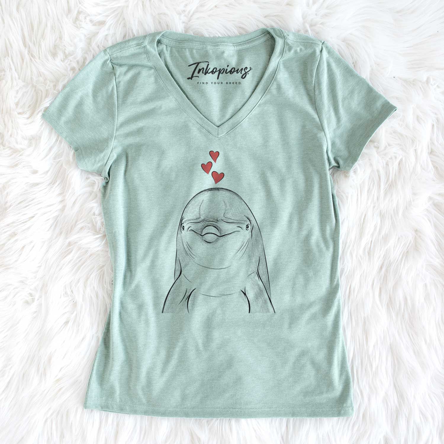 Valentine Dave the Dolphin - Women's V-neck Shirt