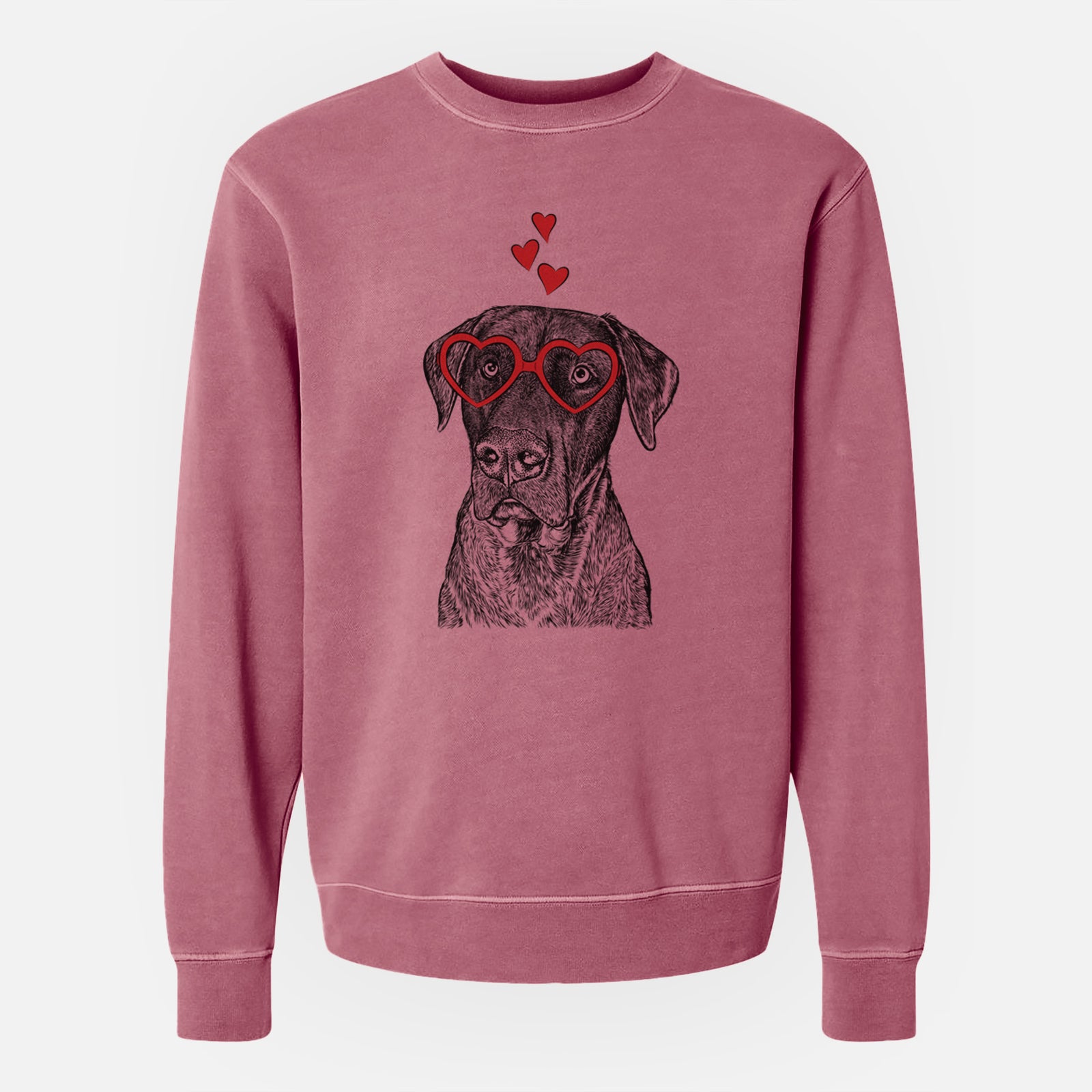 Valentine David the Boxador - Unisex Pigment Dyed Crew Sweatshirt