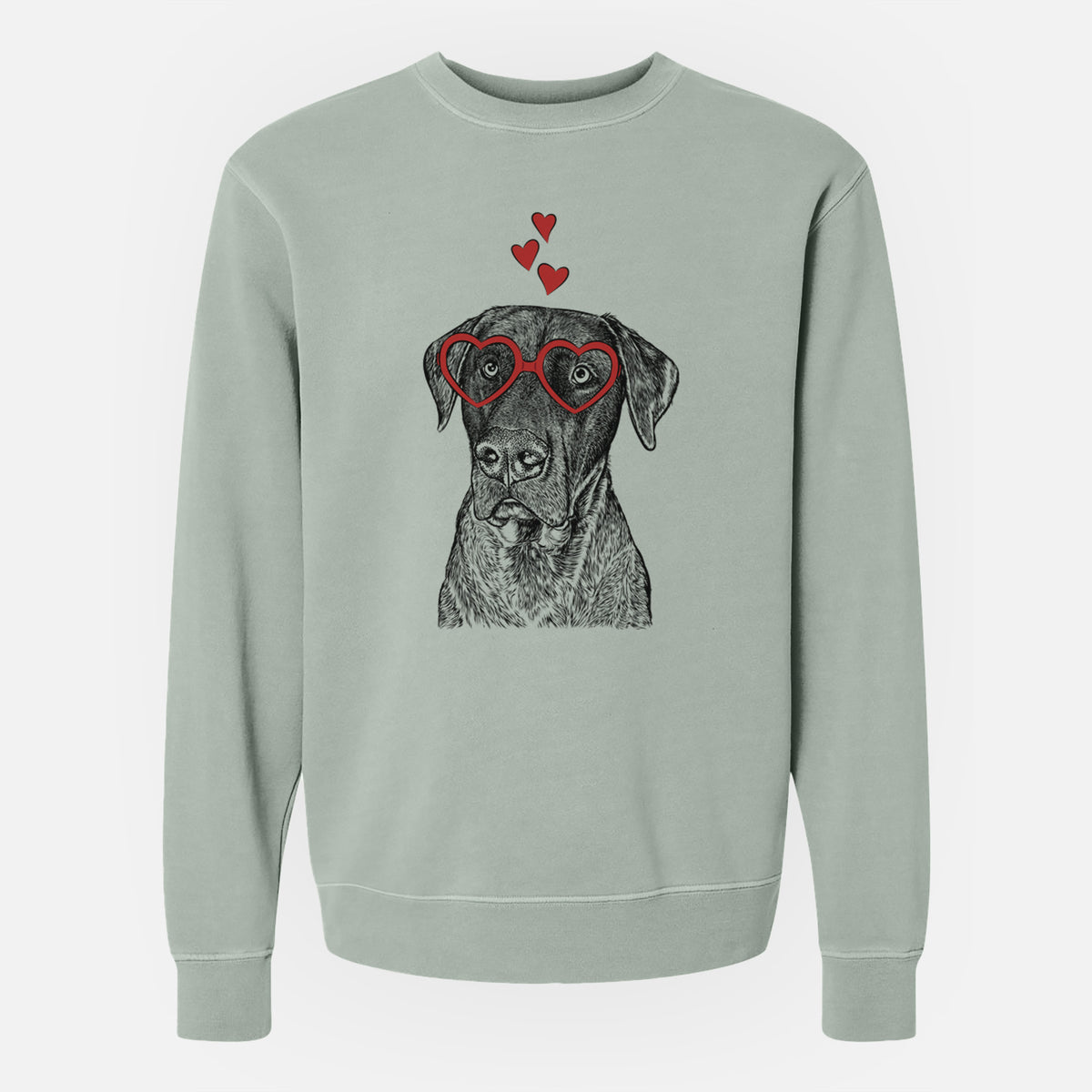 Valentine David the Boxador - Unisex Pigment Dyed Crew Sweatshirt