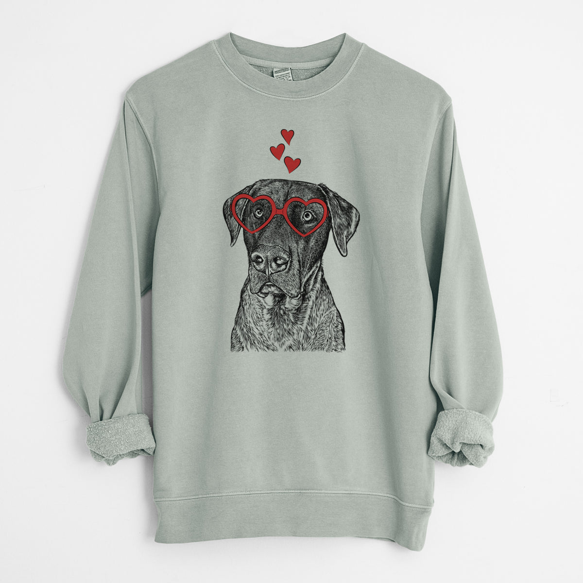 Valentine David the Boxador - Unisex Pigment Dyed Crew Sweatshirt