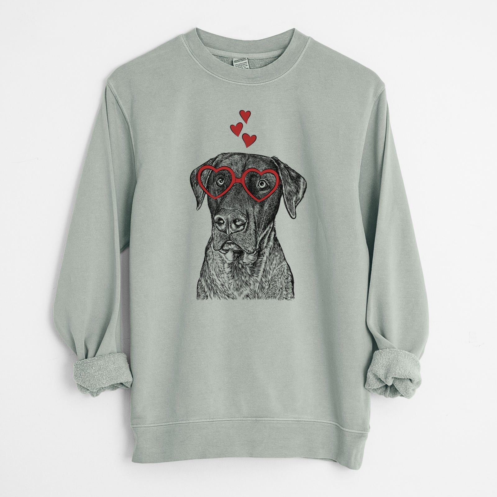 Valentine David the Boxador - Unisex Pigment Dyed Crew Sweatshirt