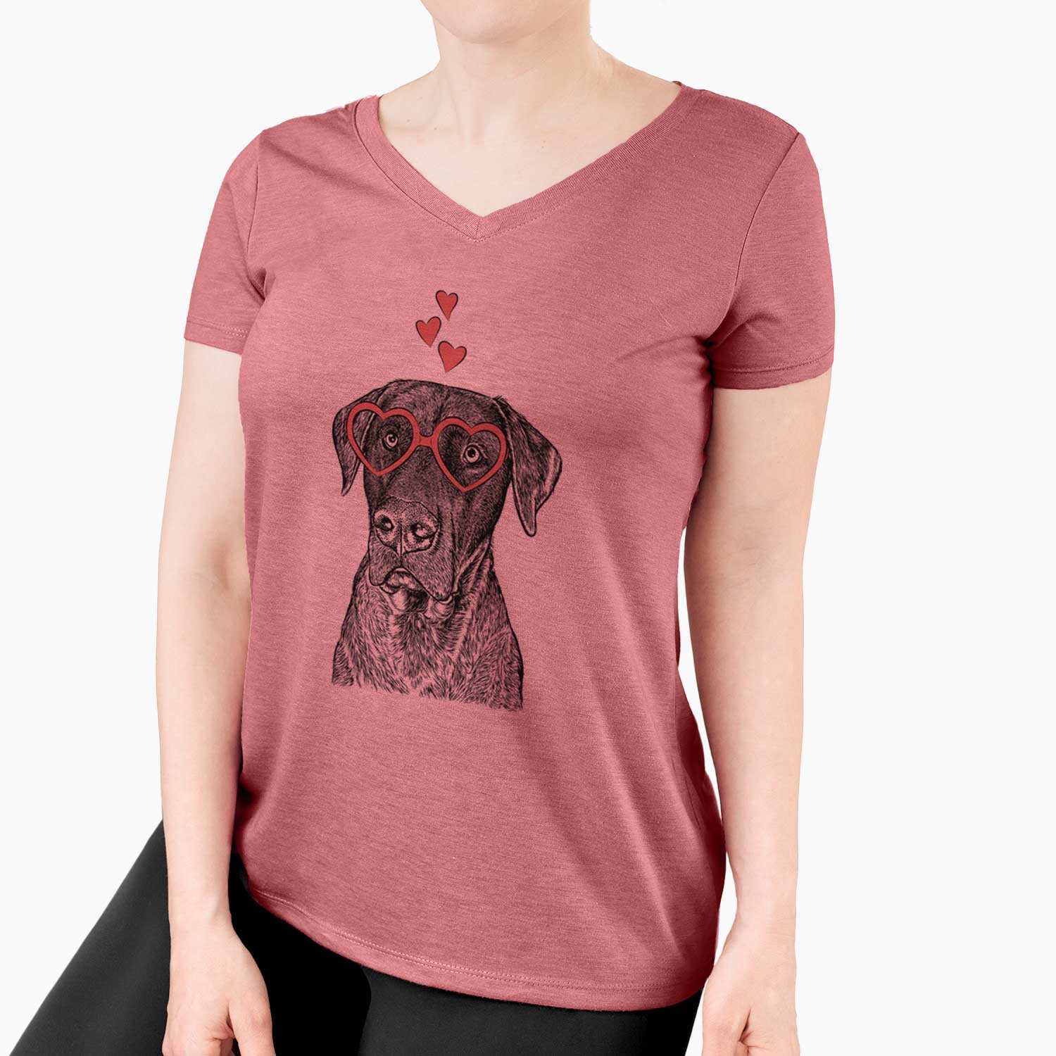 Valentine David the Boxador - Women's V-neck Shirt