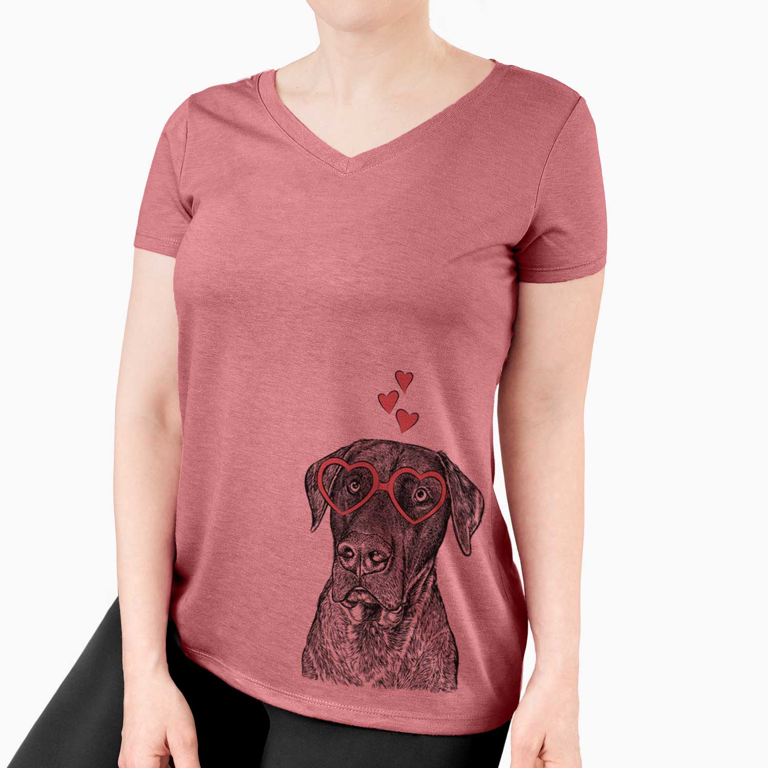 Valentine David the Boxador - Women's V-neck Shirt