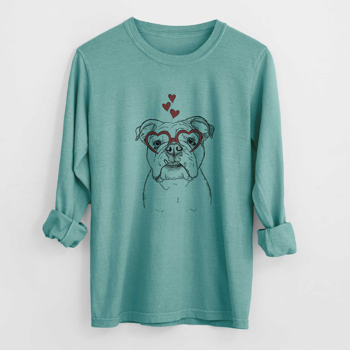 Valentine Dazy the English Bulldog - Heavyweight 100% Cotton Long Sleeve