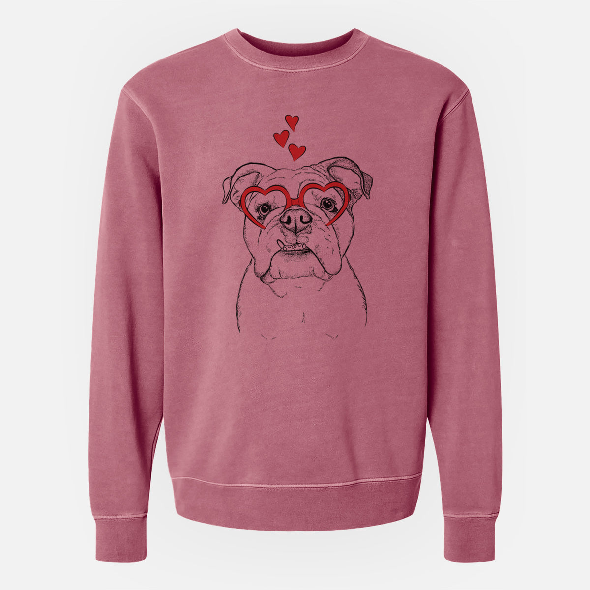 Valentine Dazy the English Bulldog - Unisex Pigment Dyed Crew Sweatshirt