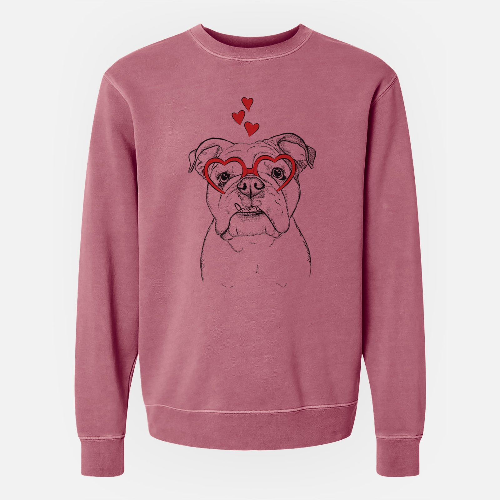Valentine Dazy the English Bulldog - Unisex Pigment Dyed Crew Sweatshirt