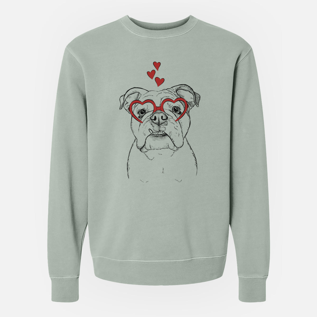 Valentine Dazy the English Bulldog - Unisex Pigment Dyed Crew Sweatshirt