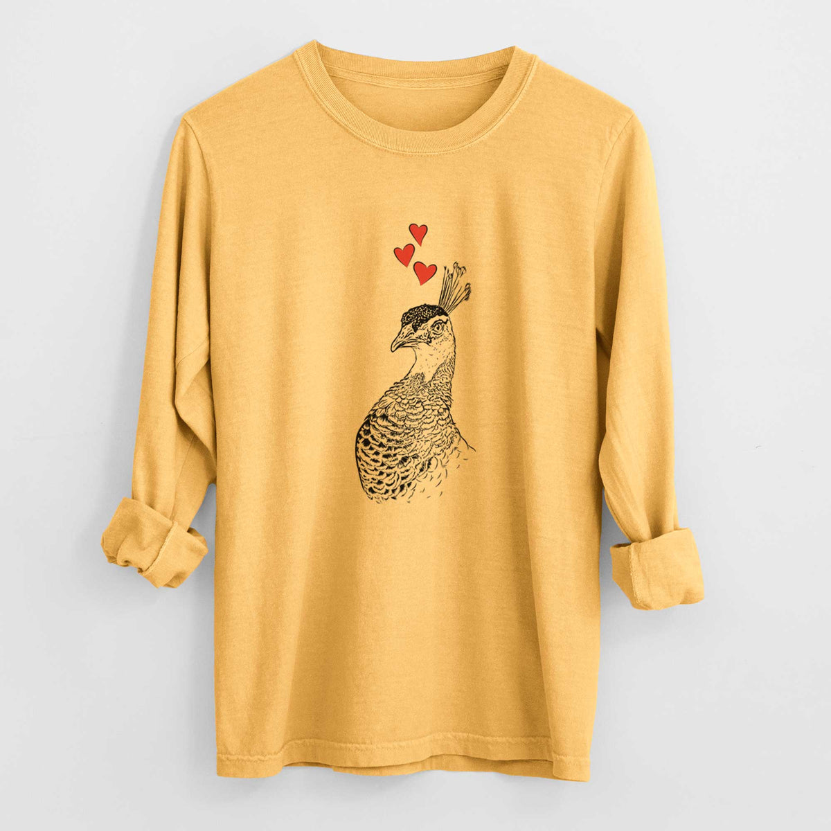 Valentine Dee the Peahen - Heavyweight 100% Cotton Long Sleeve