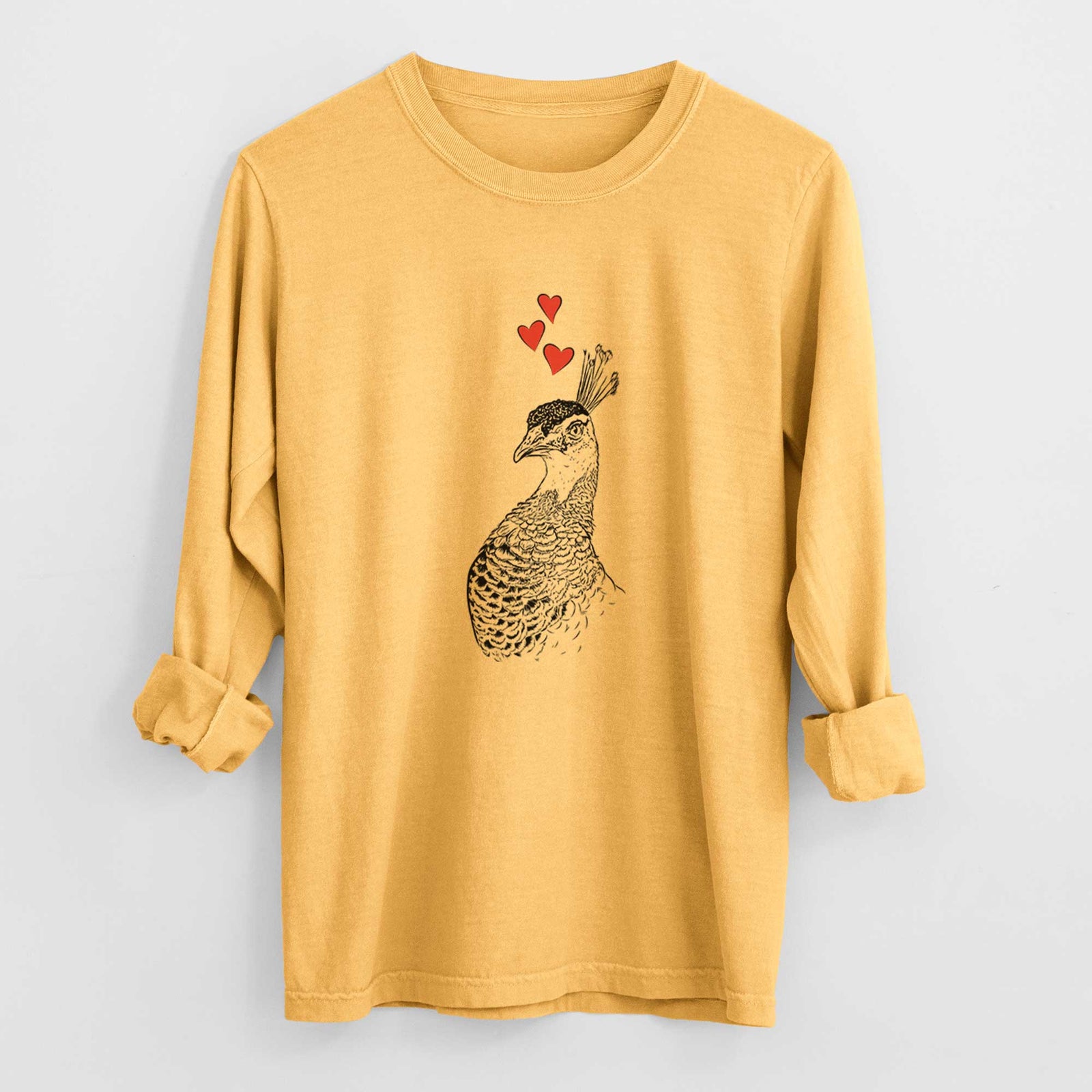 Valentine Dee the Peahen - Heavyweight 100% Cotton Long Sleeve