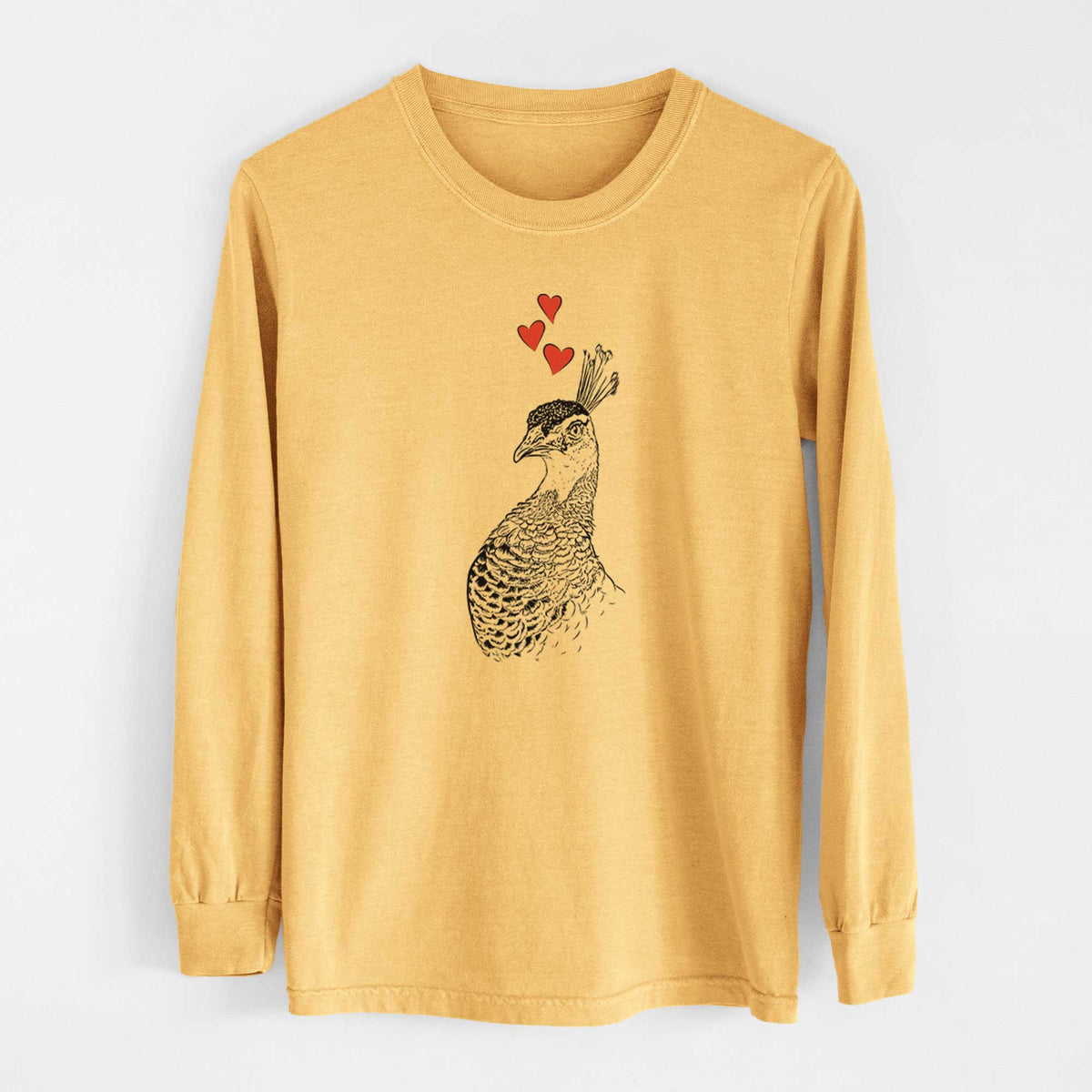 Valentine Dee the Peahen - Heavyweight 100% Cotton Long Sleeve
