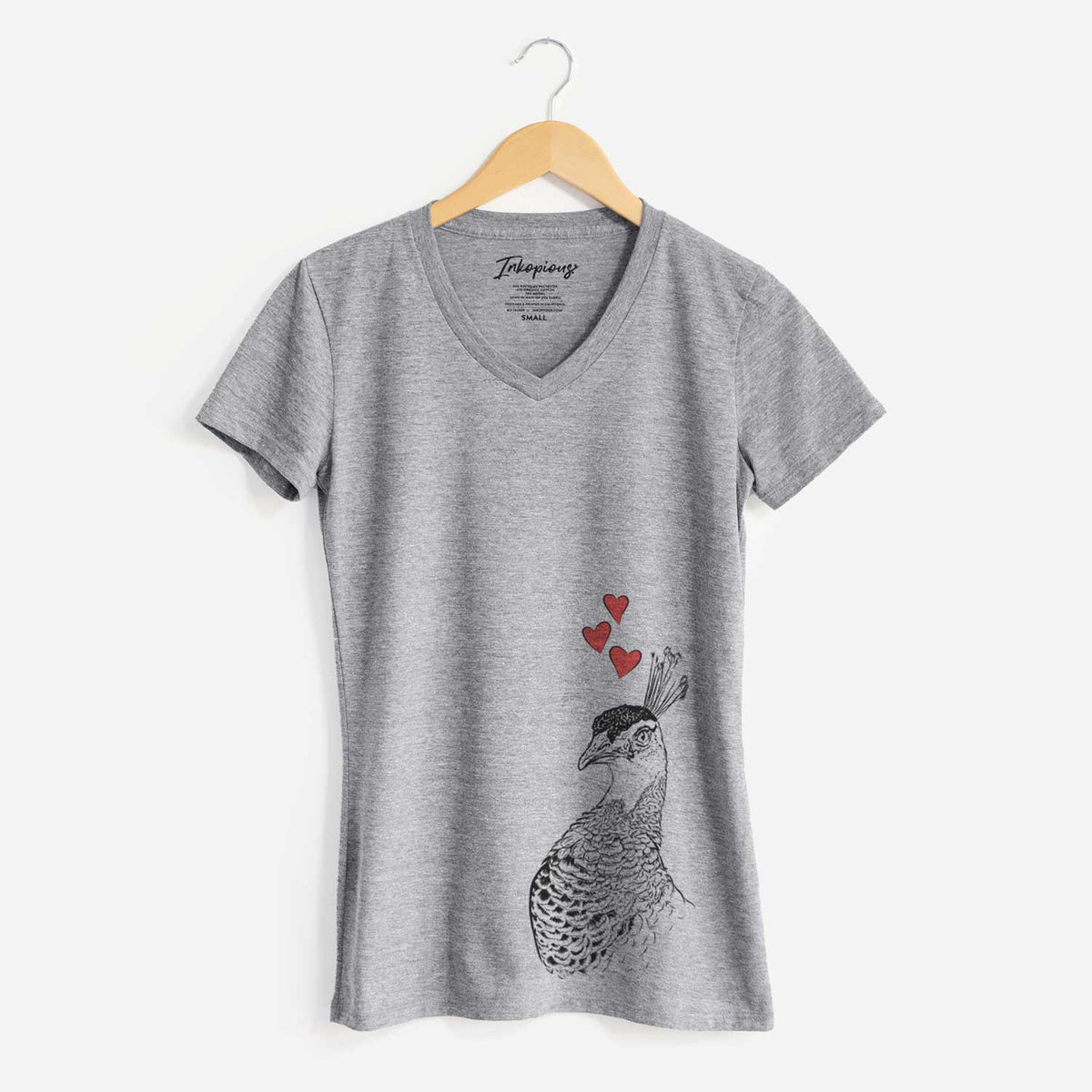 Valentine Dee the Peahen - Women's V-neck Shirt