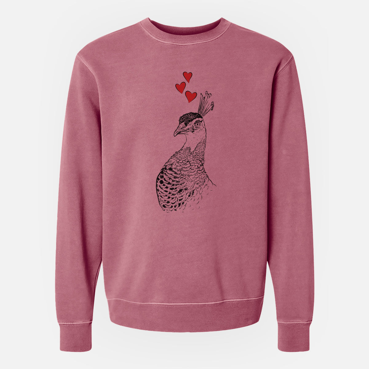 Valentine Dee the Peahen - Unisex Pigment Dyed Crew Sweatshirt
