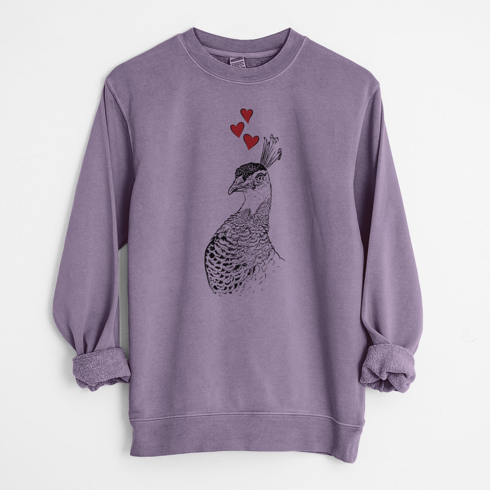 Valentine Dee the Peahen - Unisex Pigment Dyed Crew Sweatshirt