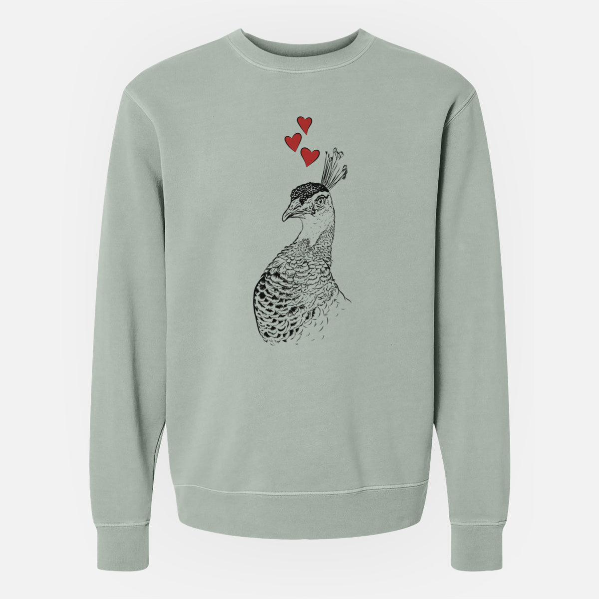 Valentine Dee the Peahen - Unisex Pigment Dyed Crew Sweatshirt