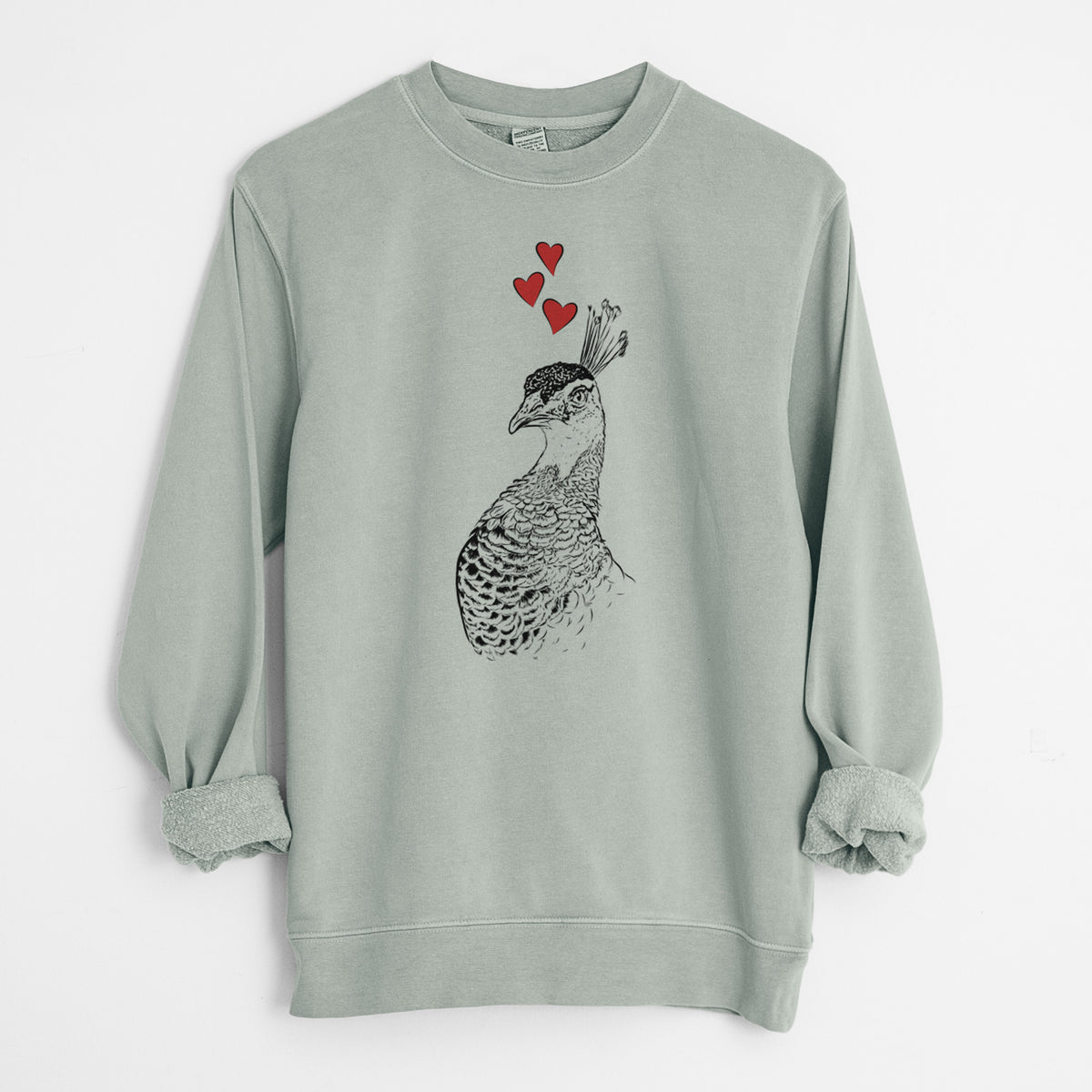 Valentine Dee the Peahen - Unisex Pigment Dyed Crew Sweatshirt