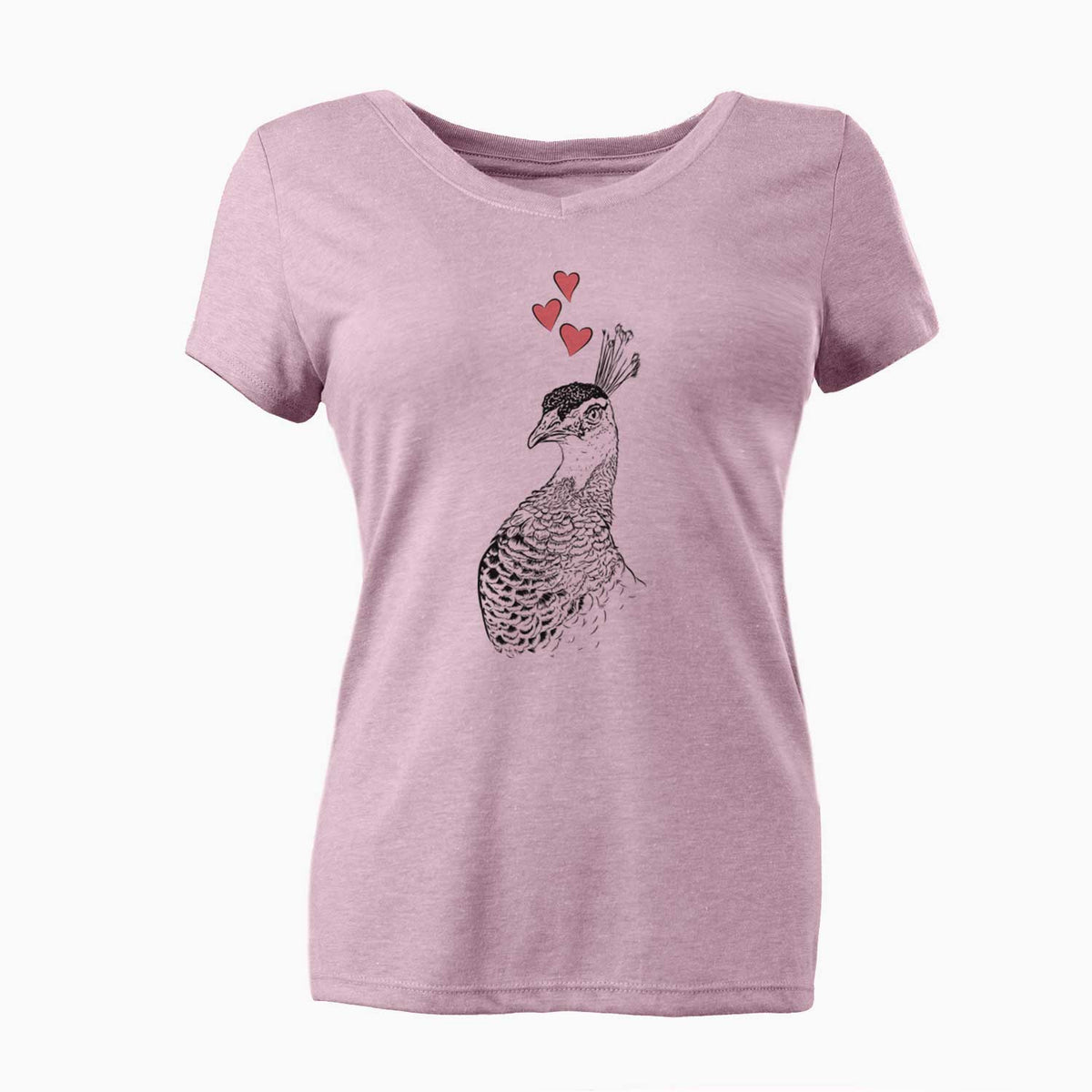 Valentine Dee the Peahen - Women's V-neck Shirt