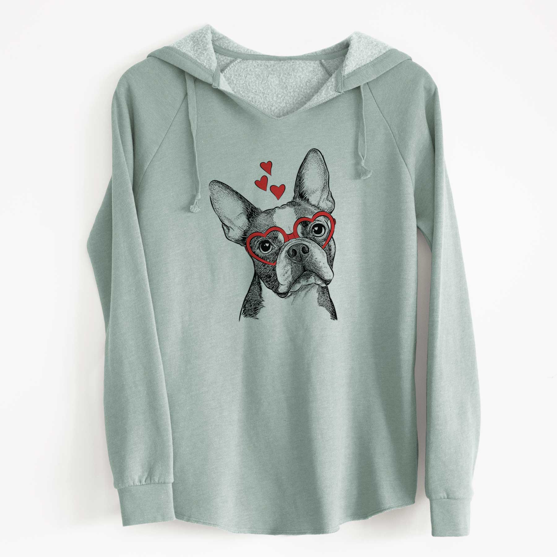 Valentine Dee Dee the Boston Terrier - Cali Wave Hooded Sweatshirt