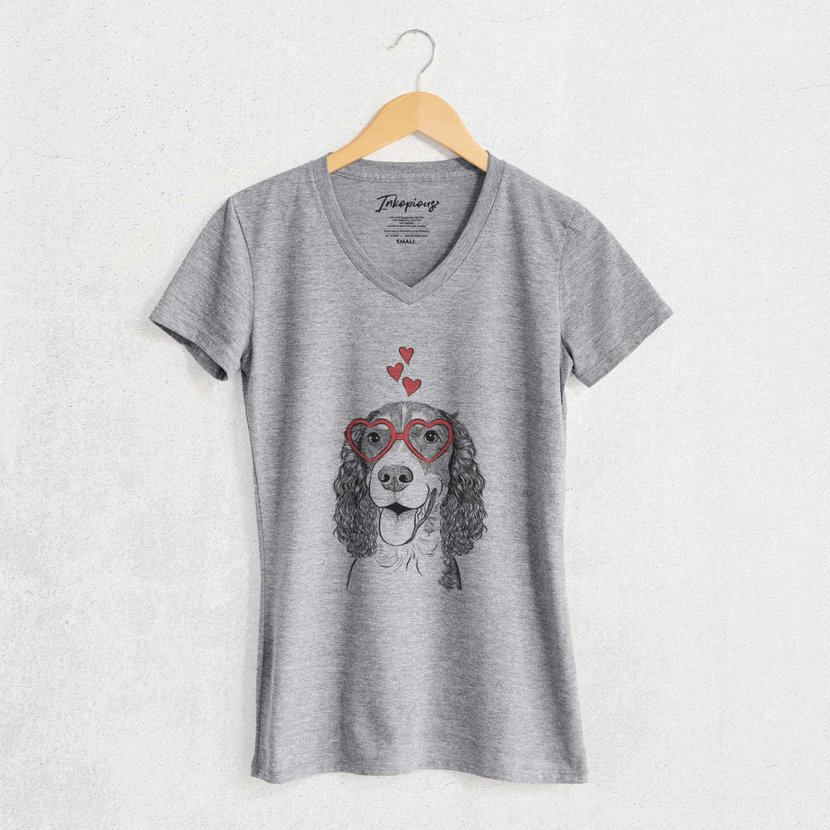 Valentine Delilah the English Springer Spaniel - Women's V-neck Shirt