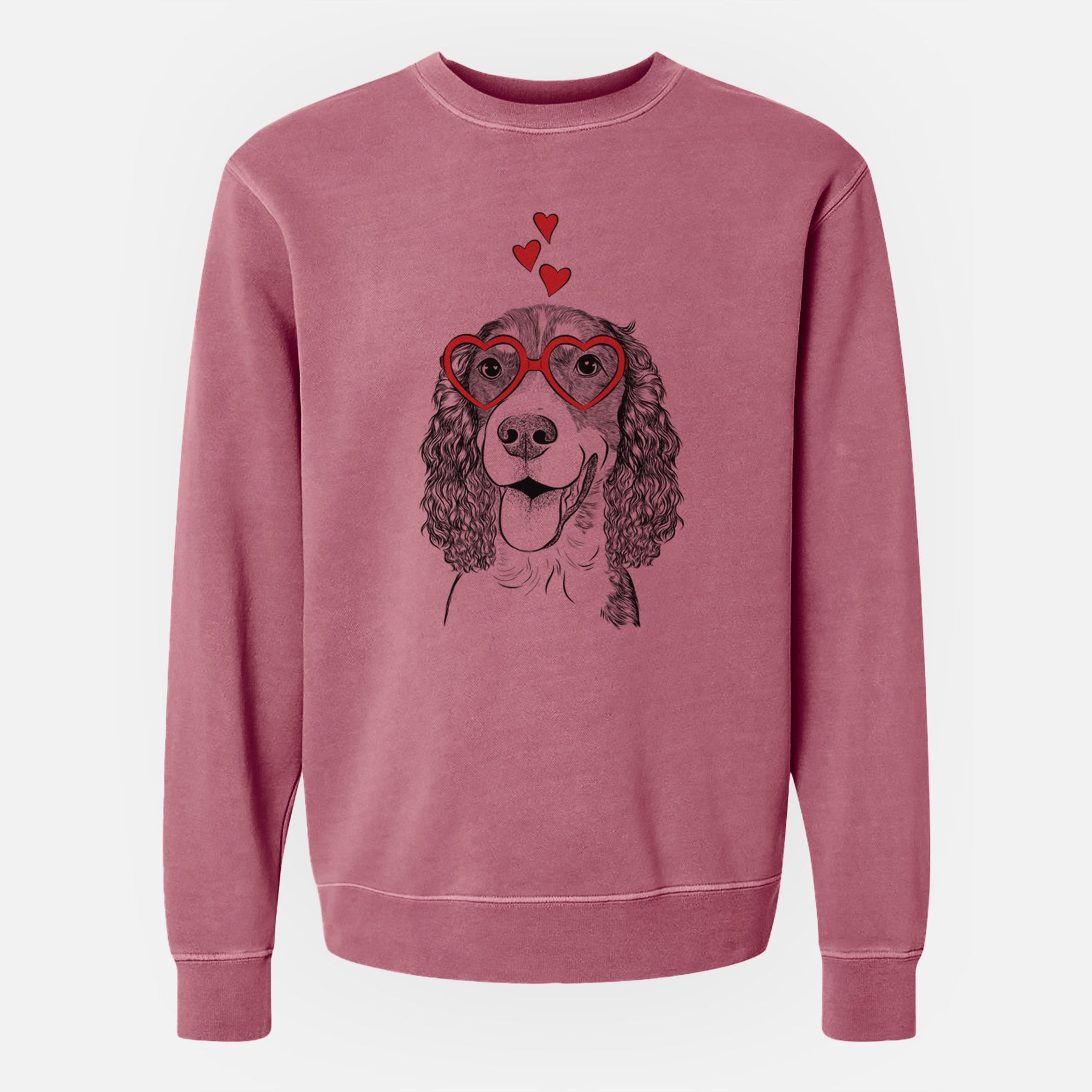 Valentine Delilah the English Springer Spaniel - Unisex Pigment Dyed Crew Sweatshirt