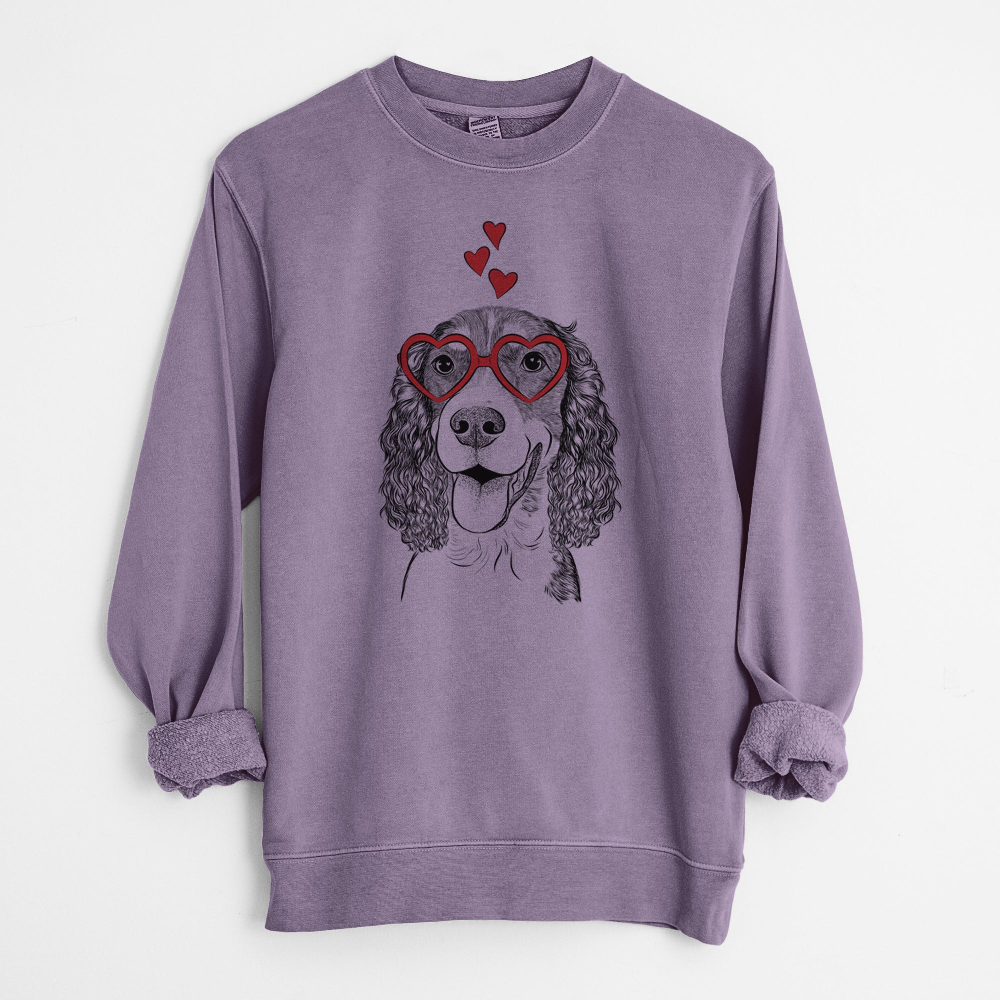 Valentine Delilah the English Springer Spaniel - Unisex Pigment Dyed Crew Sweatshirt