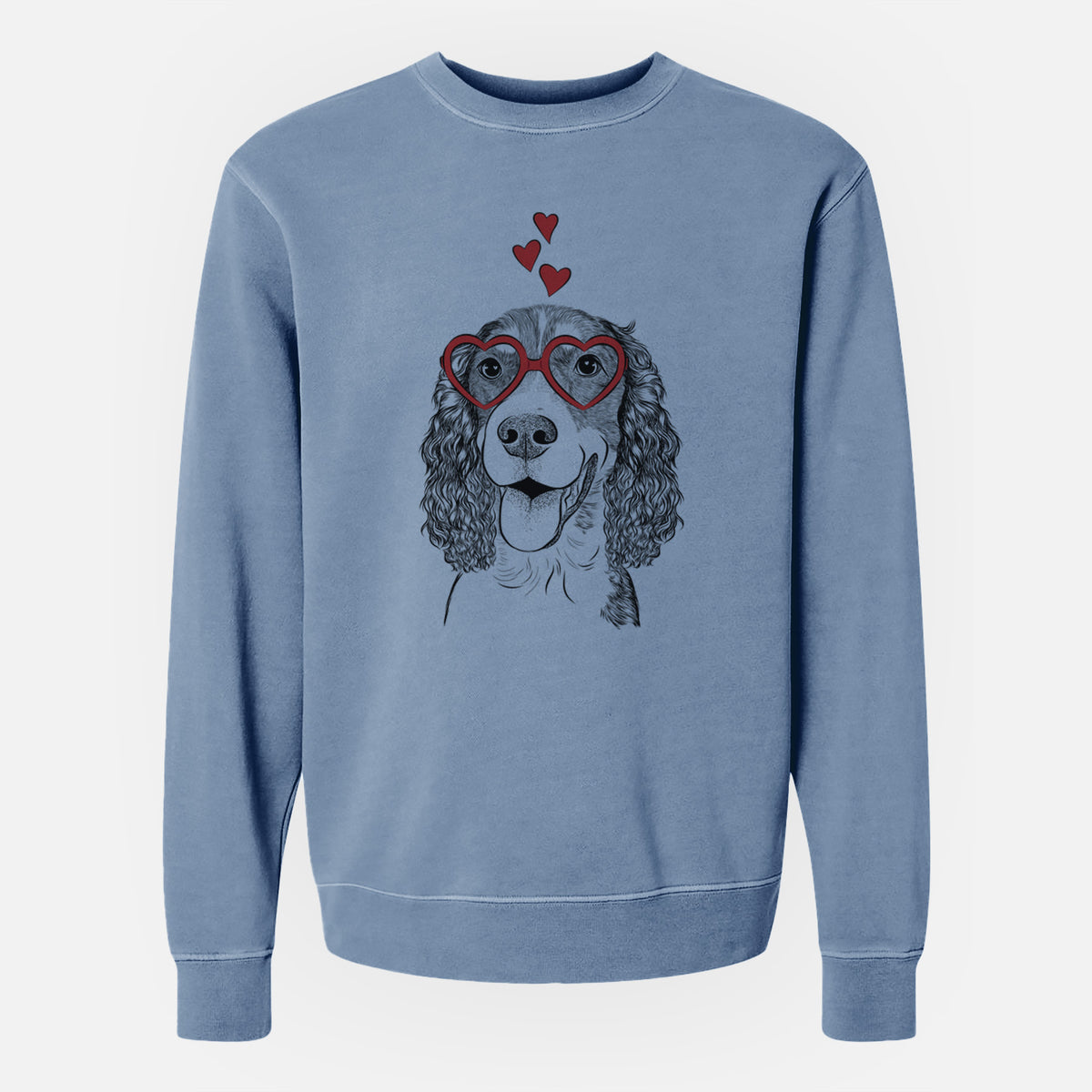 Valentine Delilah the English Springer Spaniel - Unisex Pigment Dyed Crew Sweatshirt