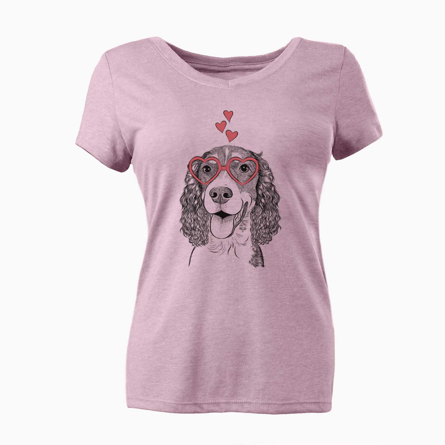 Valentine Delilah the English Springer Spaniel - Women's V-neck Shirt