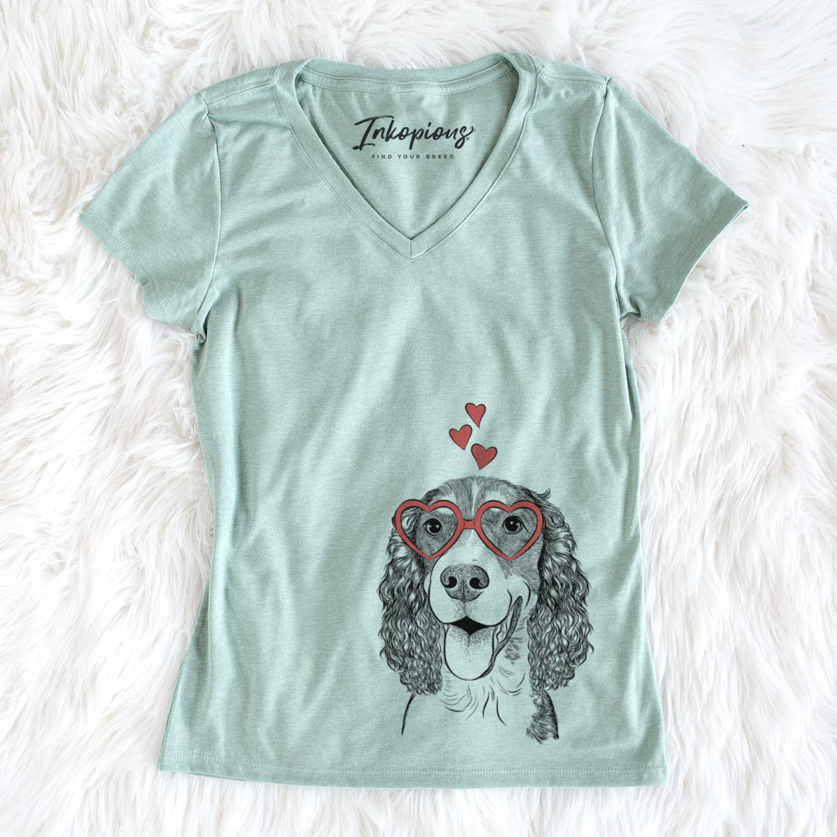 Valentine Delilah the English Springer Spaniel - Women&#39;s V-neck Shirt