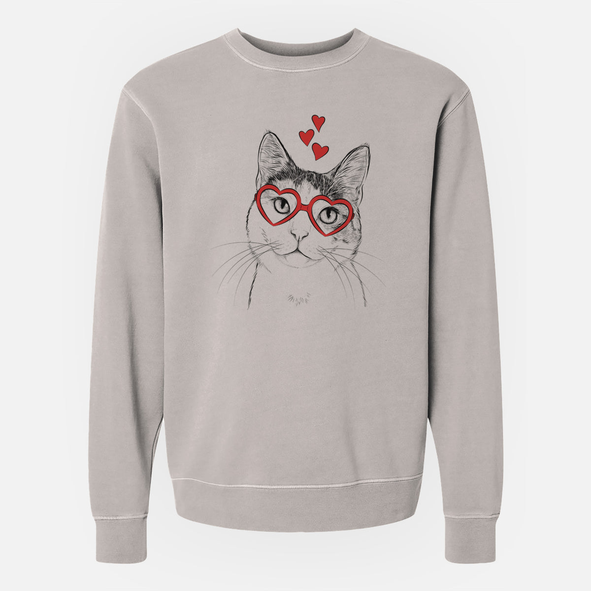 Valentine Denver the Calico Cat - Unisex Pigment Dyed Crew Sweatshirt