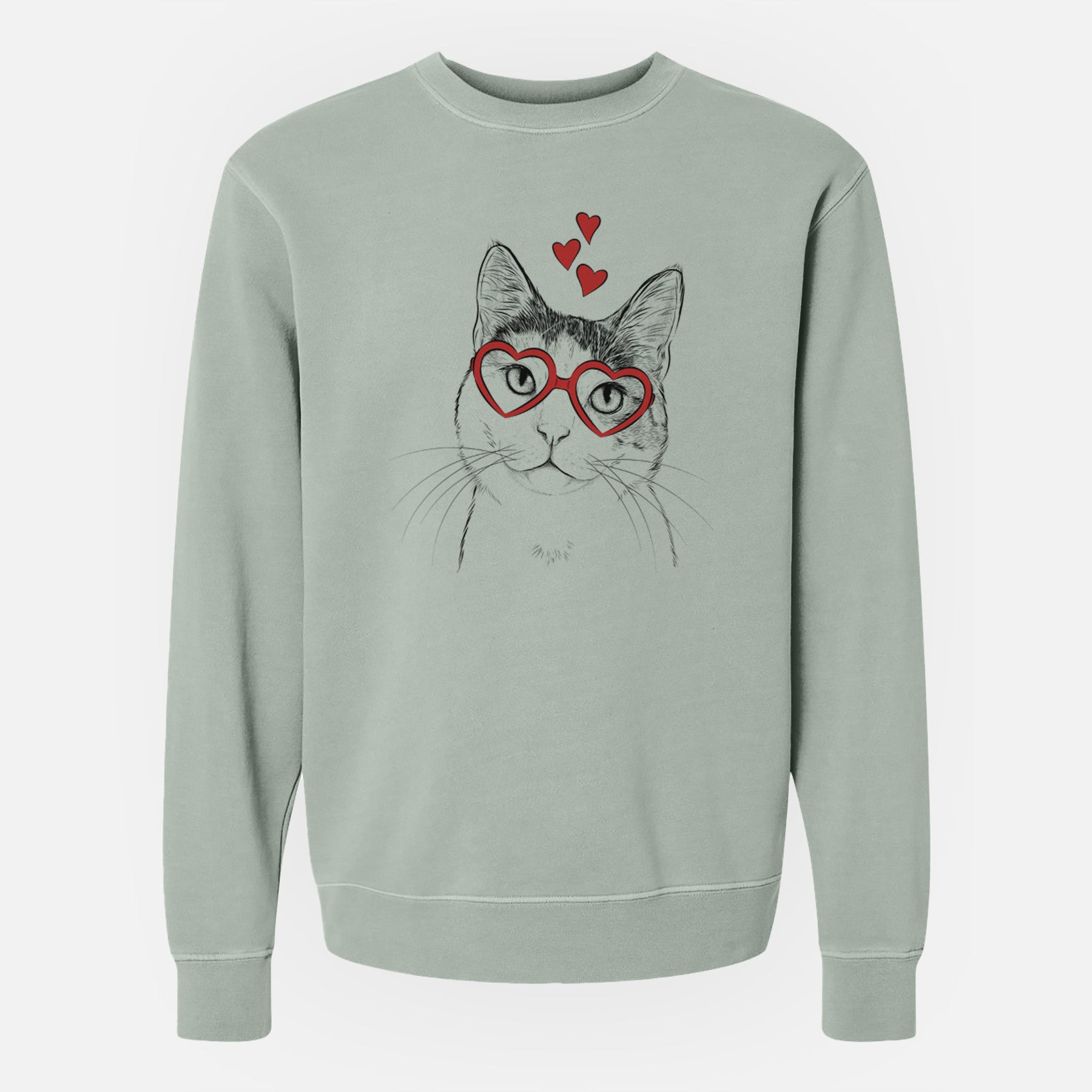 Valentine Denver the Calico Cat - Unisex Pigment Dyed Crew Sweatshirt