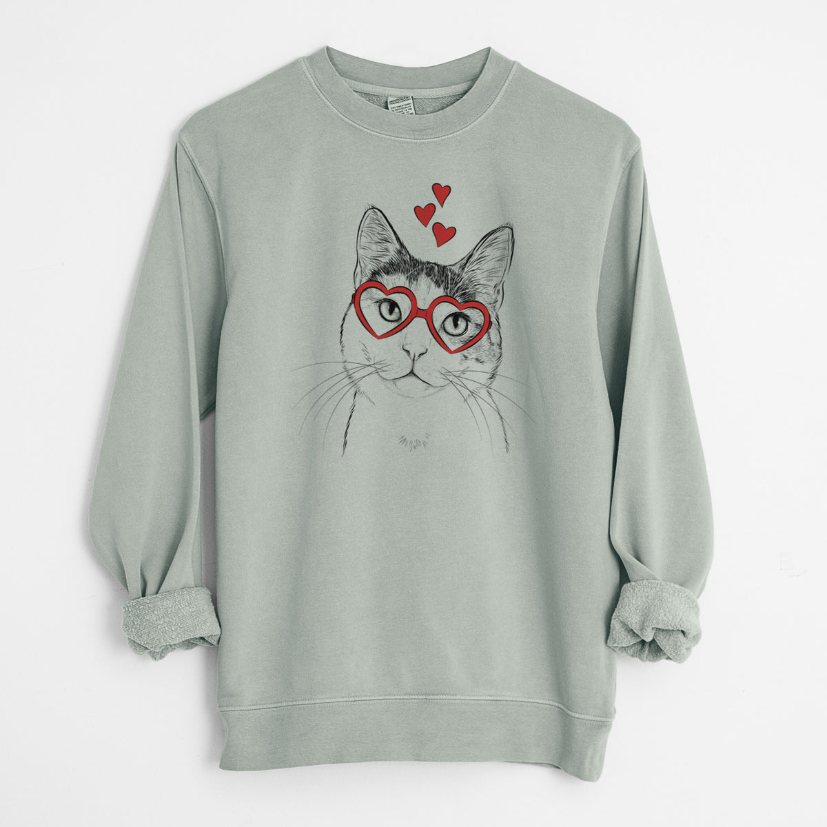 Valentine Denver the Calico Cat - Unisex Pigment Dyed Crew Sweatshirt