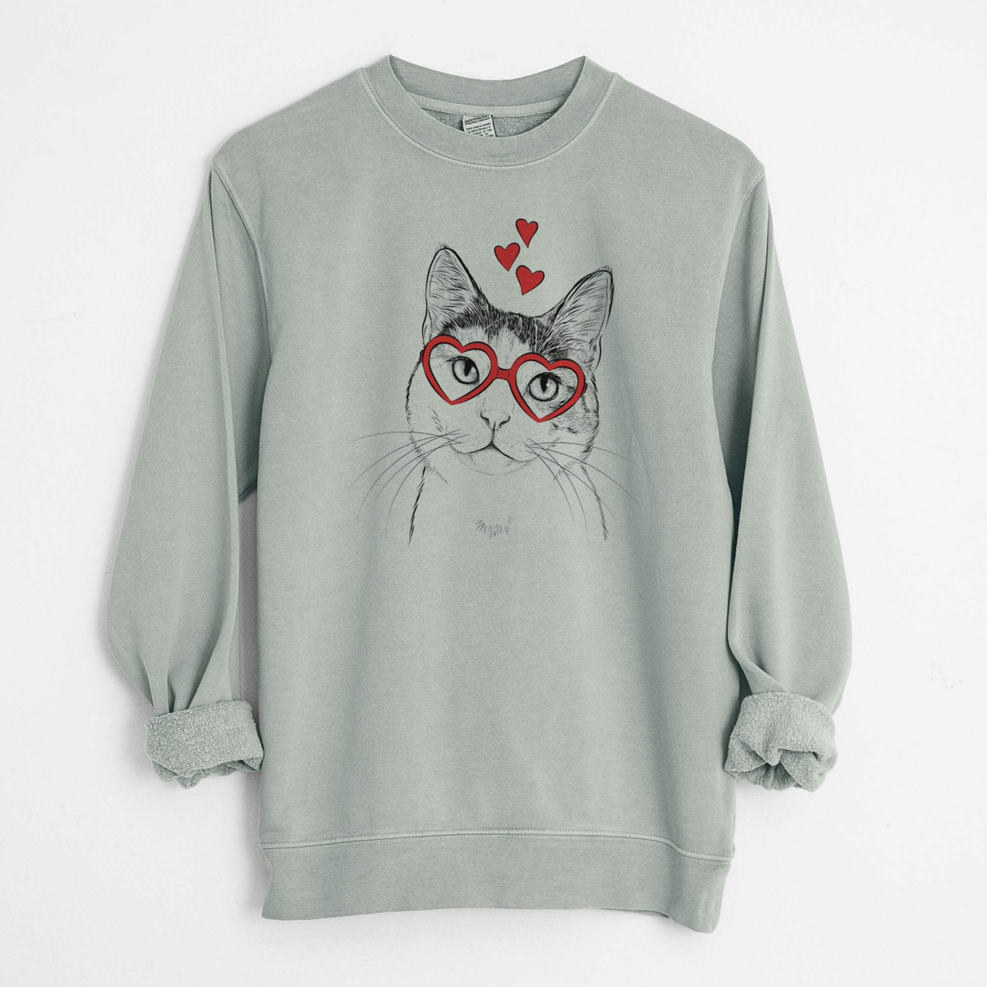 Valentine Denver the Calico Cat - Unisex Pigment Dyed Crew Sweatshirt