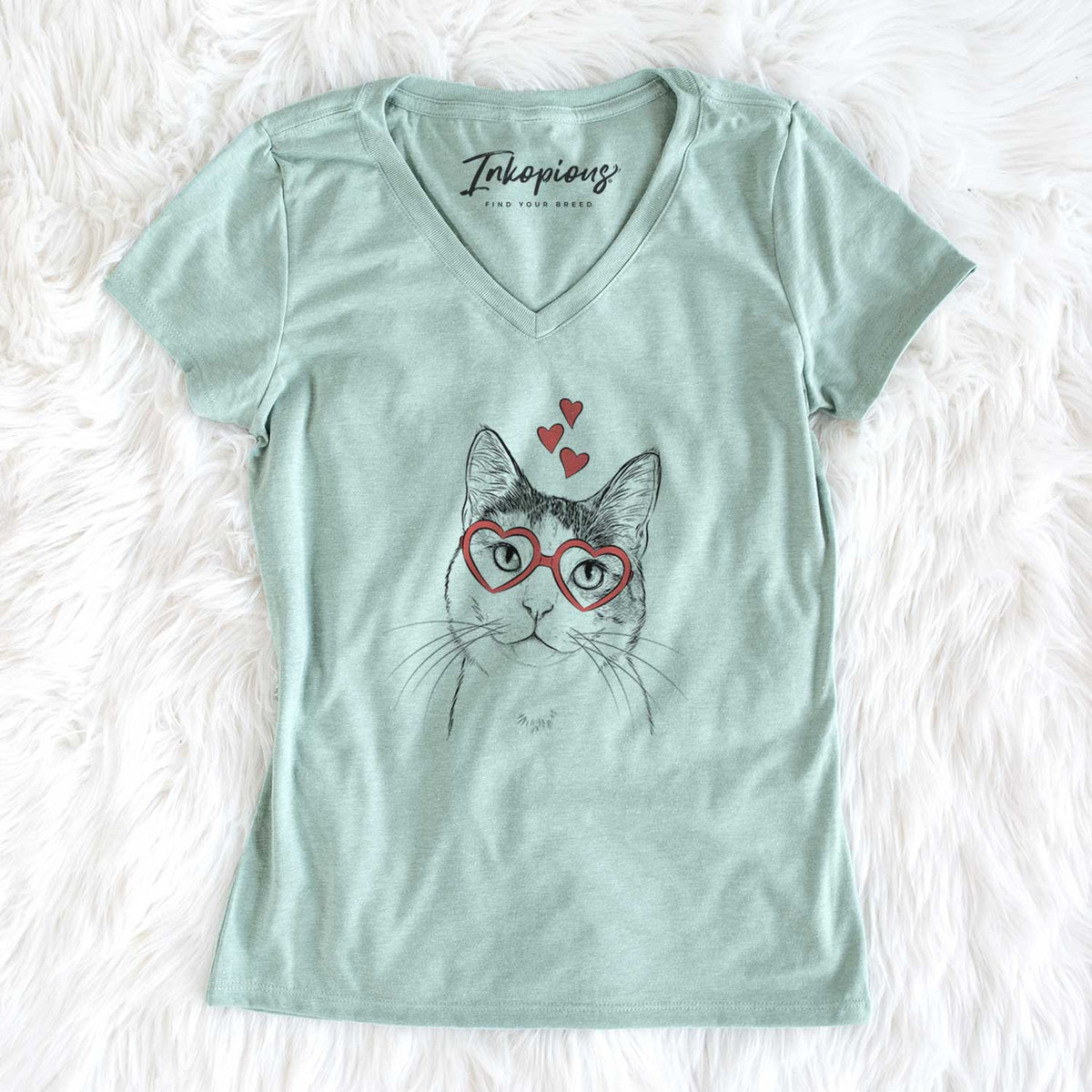 Valentine Denver the Calico Cat - Women's V-neck Shirt