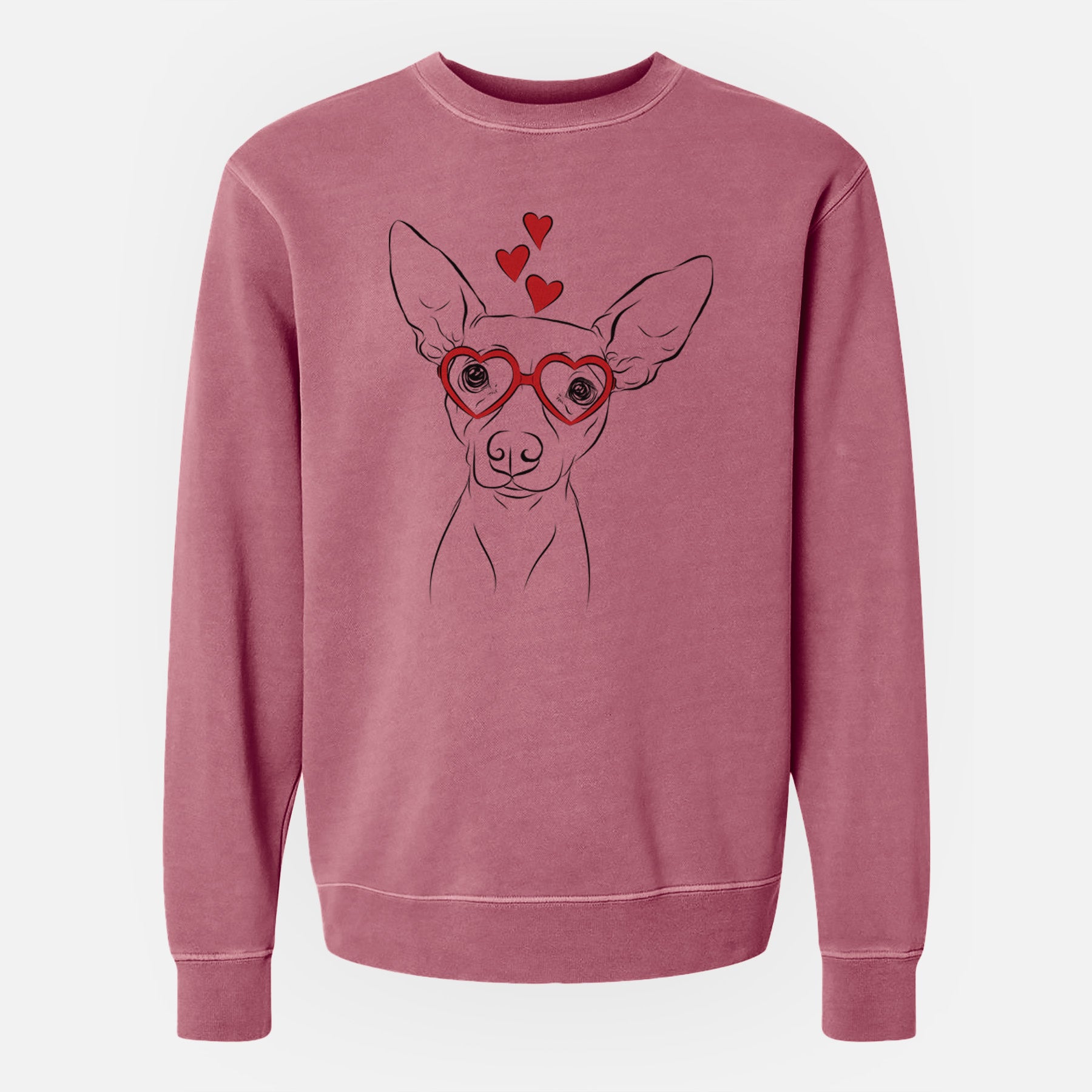 Valentine Desi the American Hairless Terrier - Unisex Pigment Dyed Crew Sweatshirt