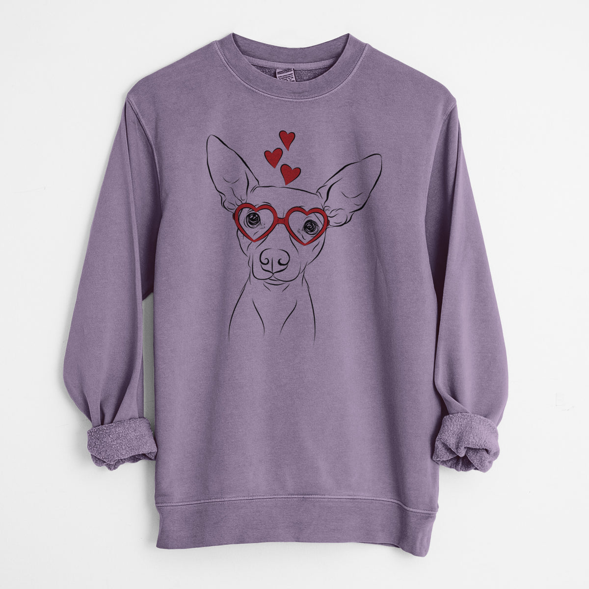 Valentine Desi the American Hairless Terrier - Unisex Pigment Dyed Crew Sweatshirt
