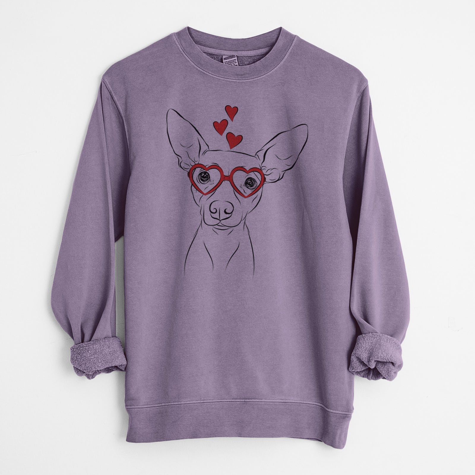 Valentine Desi the American Hairless Terrier - Unisex Pigment Dyed Crew Sweatshirt
