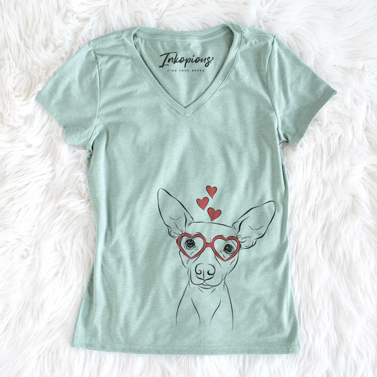 Valentine Desi the American Hairless Terrier - Women&#39;s V-neck Shirt