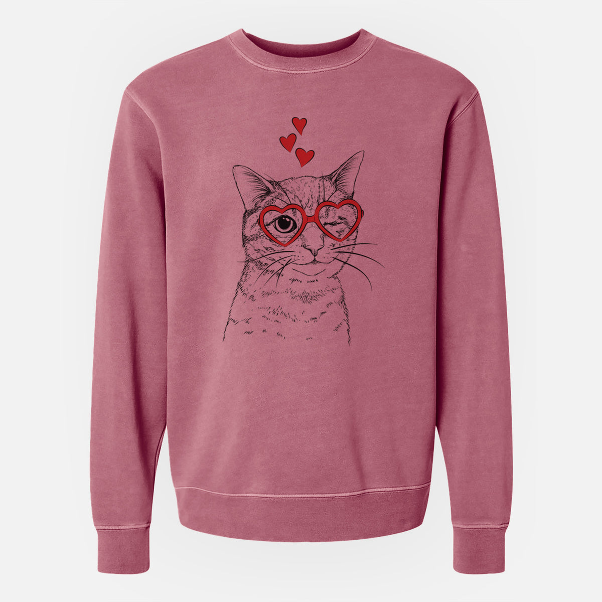 Valentine Dexter the Domestic Shorthair - Unisex Pigment Dyed Crew Sweatshirt