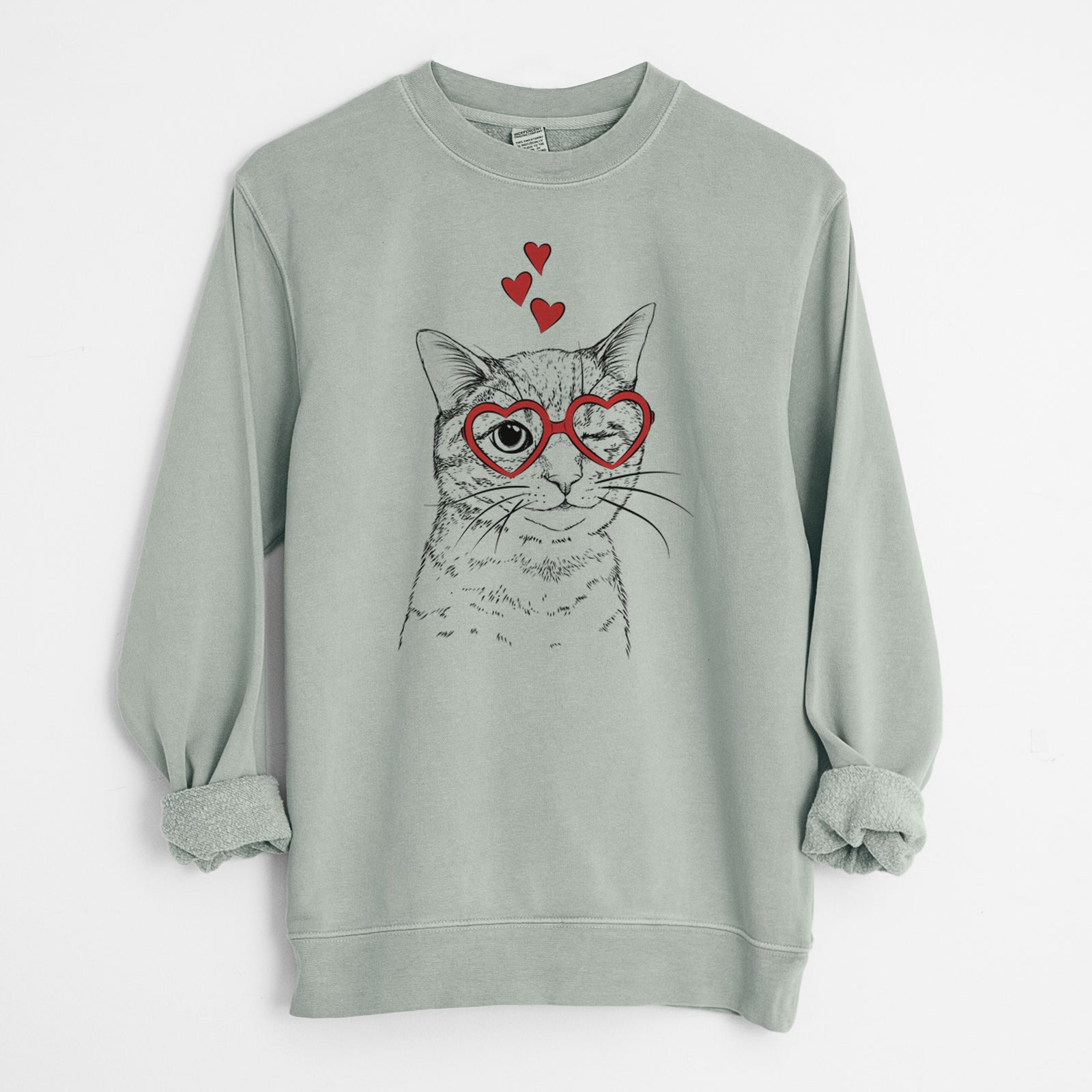 Valentine Dexter the Domestic Shorthair - Unisex Pigment Dyed Crew Sweatshirt