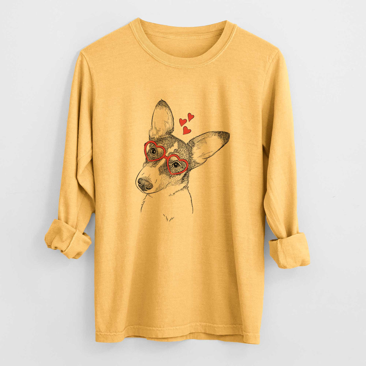 Valentine Dexter the Corgi - Heavyweight 100% Cotton Long Sleeve