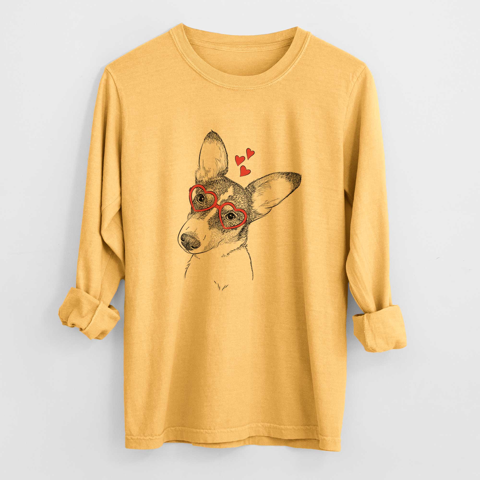 Valentine Dexter the Corgi - Heavyweight 100% Cotton Long Sleeve