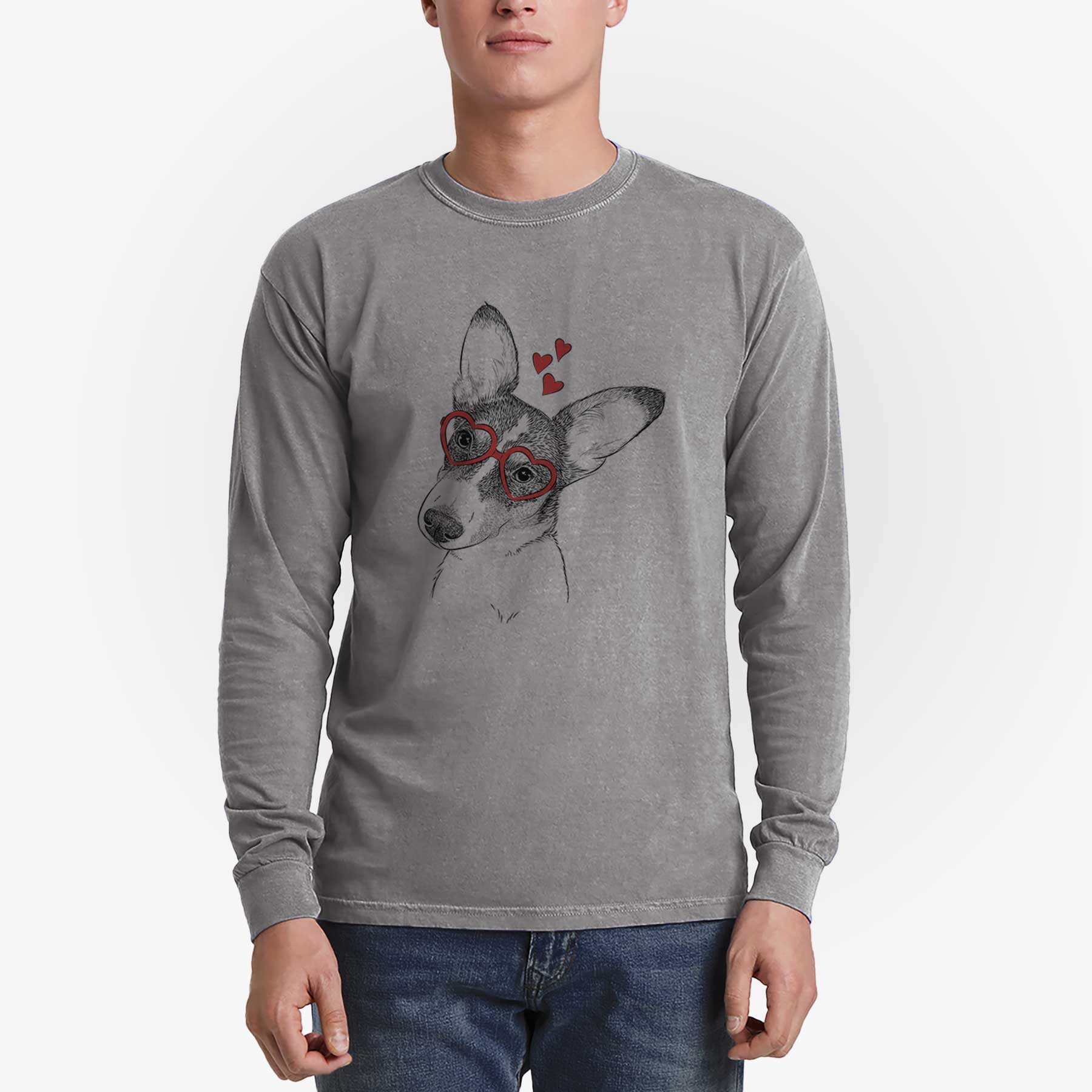 Valentine Dexter the Corgi - Heavyweight 100% Cotton Long Sleeve